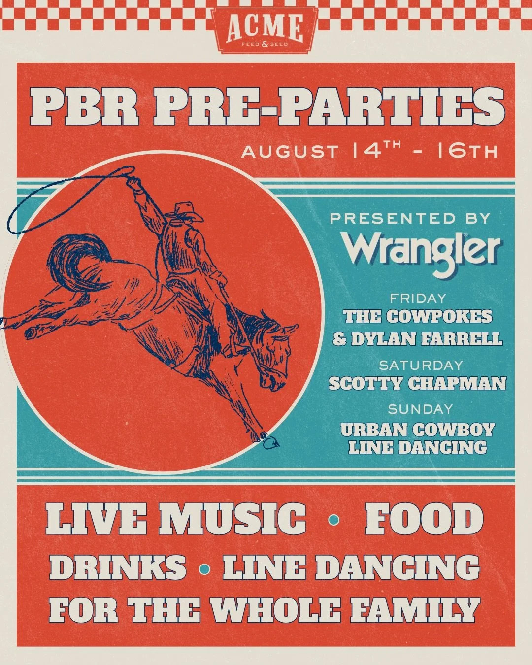 Raise your hand if you&rsquo;re ready for PBR Nashville Stampede weekend 🙋&zwj;♀️

Stop by Acme on your way to the big show for a family friendly pre-party each day! We&rsquo;ll also havw free public line dancing from @urbancowboylinedancing after!!