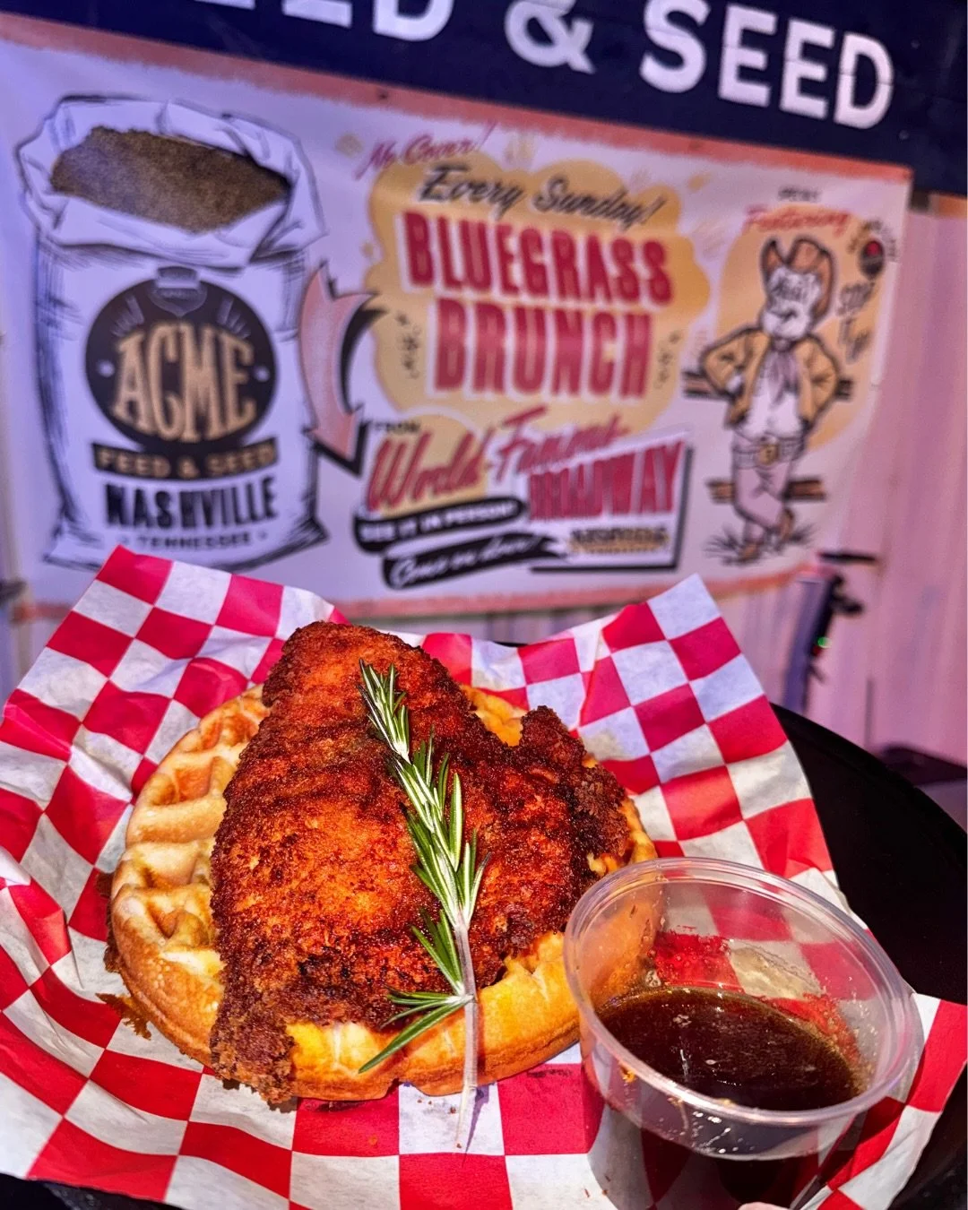 Get ready for a cluckin&rsquo; good time this Sunday for Bluegrass Brunch with @twshuck from 12n-3pm 🐥

Enjoy $1 off our Chicken &lsquo;N Waffles &amp; Pancake Stacks featuring @milligansmaple 🍁Ask about our Livin&rsquo; On Maple Time Old Fashioned
