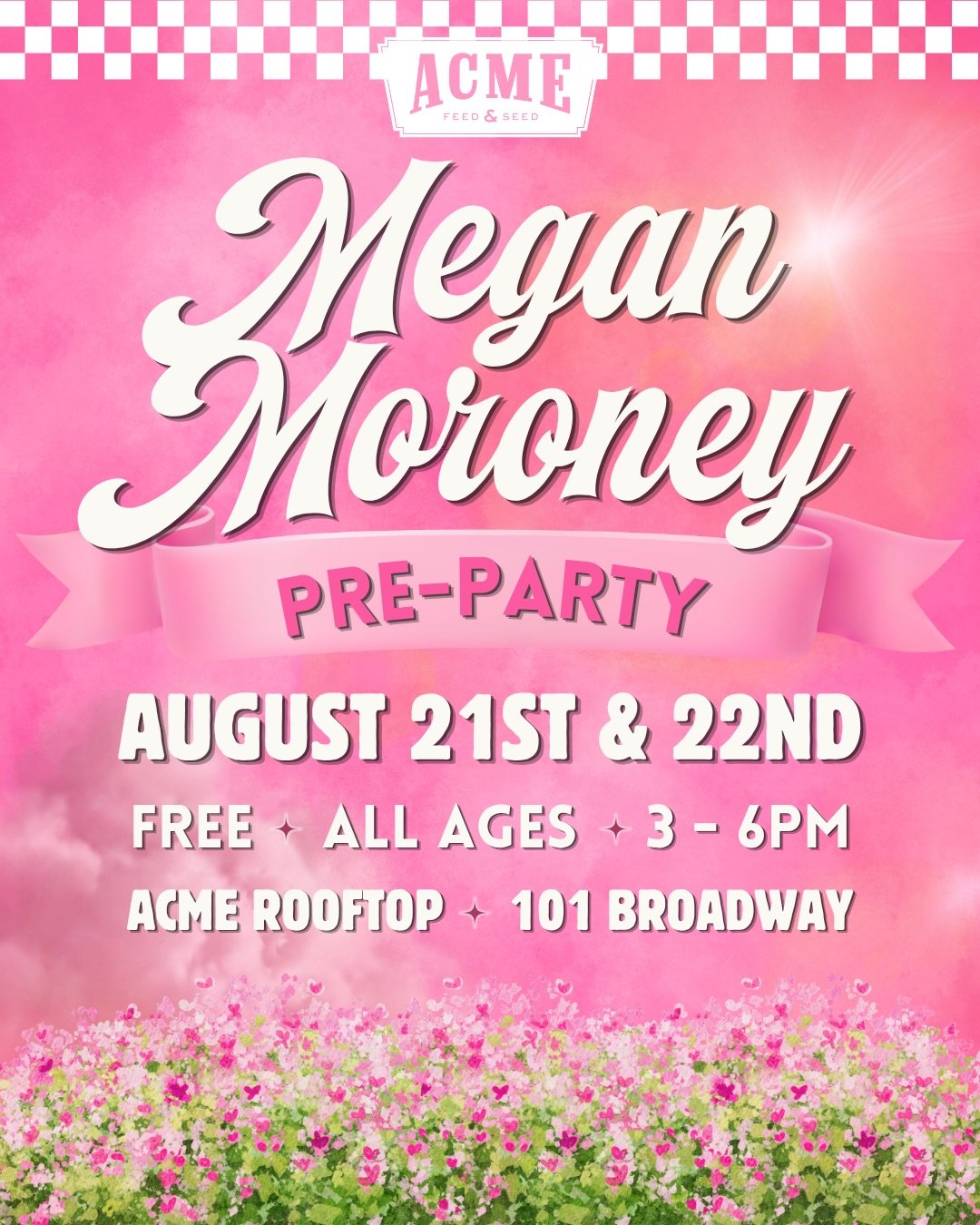 Grab a &ldquo;Table for Two&rdquo; or more at our free rooftop Megan Moroney pre-parties! This event is sure to get you on &ldquo;Cloud 9&rdquo; to start the night!

All ages are welcome. We&rsquo;ll have a playlist going that&rsquo;ll have all the &