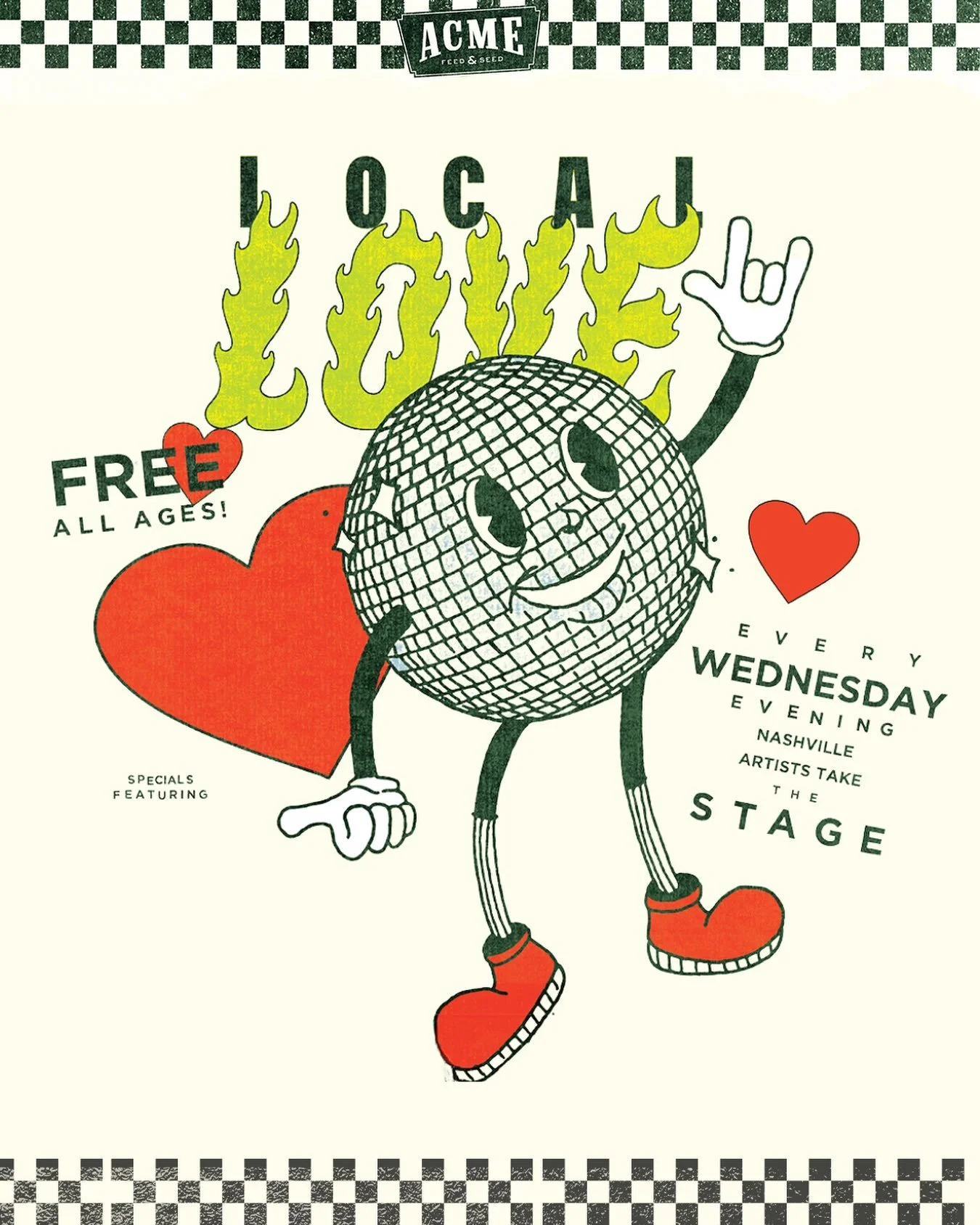 Get the ultimate Nashville experience here at Acme, every Wednesday! We reserve our Local Love night for artists who call Nashville their home. These guys are the real deal experience, y&rsquo;all. Best part of Local Love? Different genres depending 