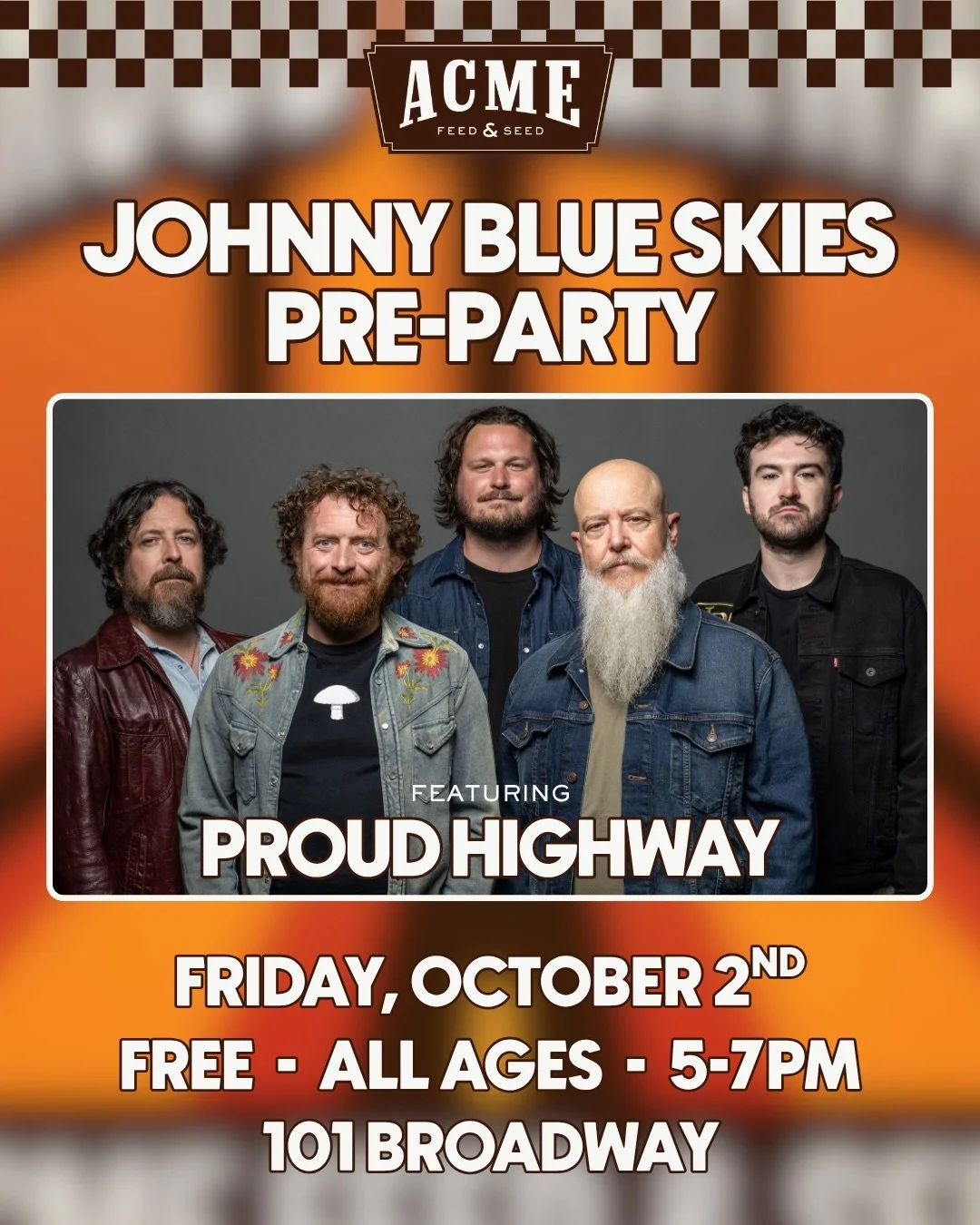 &ldquo;Everyone Is Welcome&rdquo; to our @johnnyblueskies pre-party with @proudhighwaymusic on Friday, October 2nd! 

This event is free &amp; all ages! We&rsquo;ll be serving up $3 beer from @montuckycoldsnacks @buschbeer &amp; @outlawbeer all night