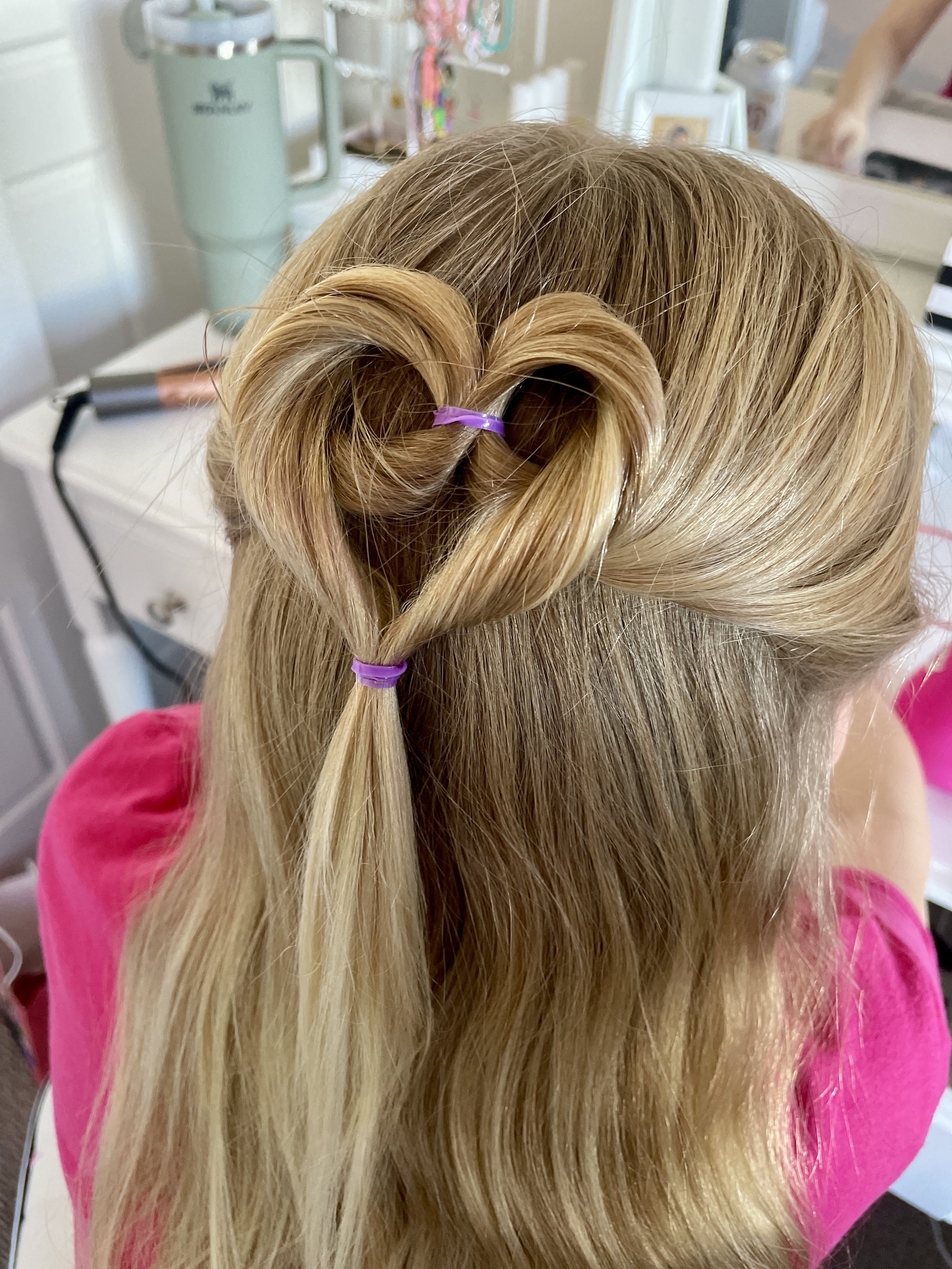 Easy little girl Hairstyle | Valentines Day + Heart Part Hair - YouTube