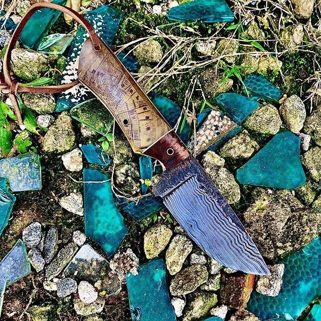 Big Easy camp knife.  Damascus blade and a map of New Orleans.