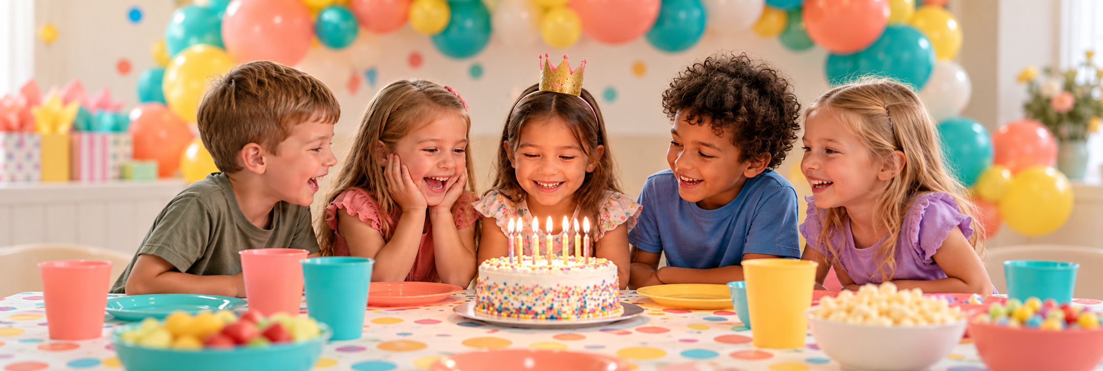 Five Friends Celebrate With Cake and Balloons.png