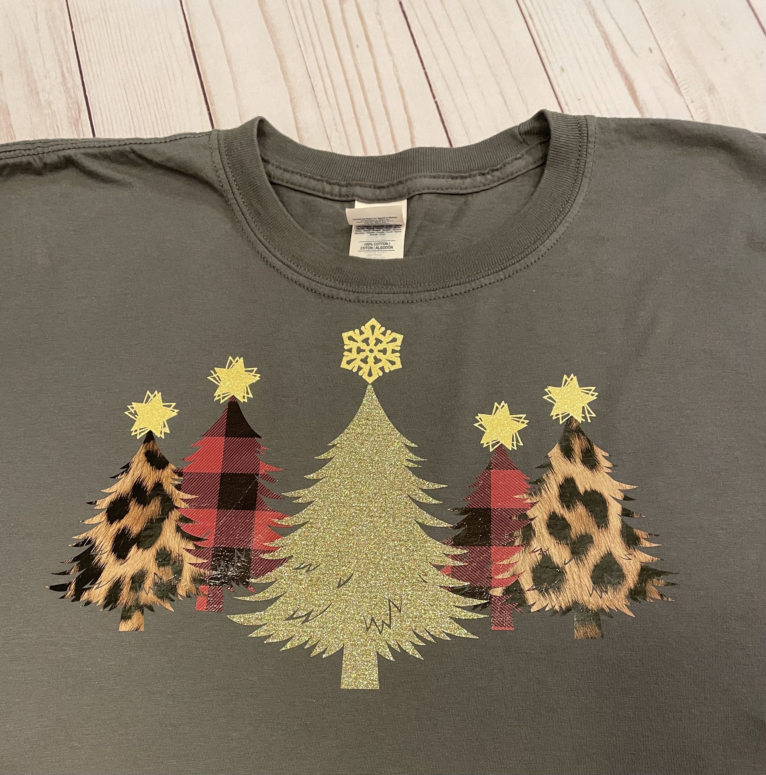 Buffalo Plaid, Leopard &amp; Gold Trees with snowflake stars