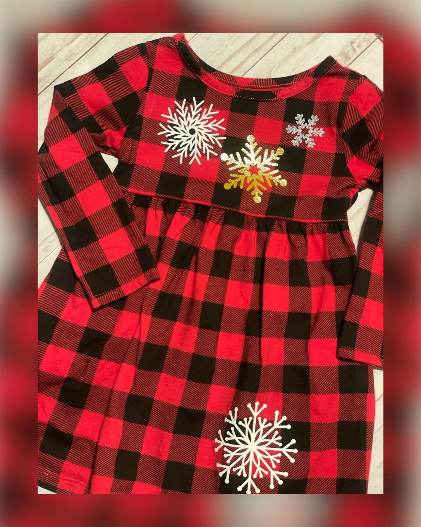 Winter Snowflake Buffalo Plaid Dress