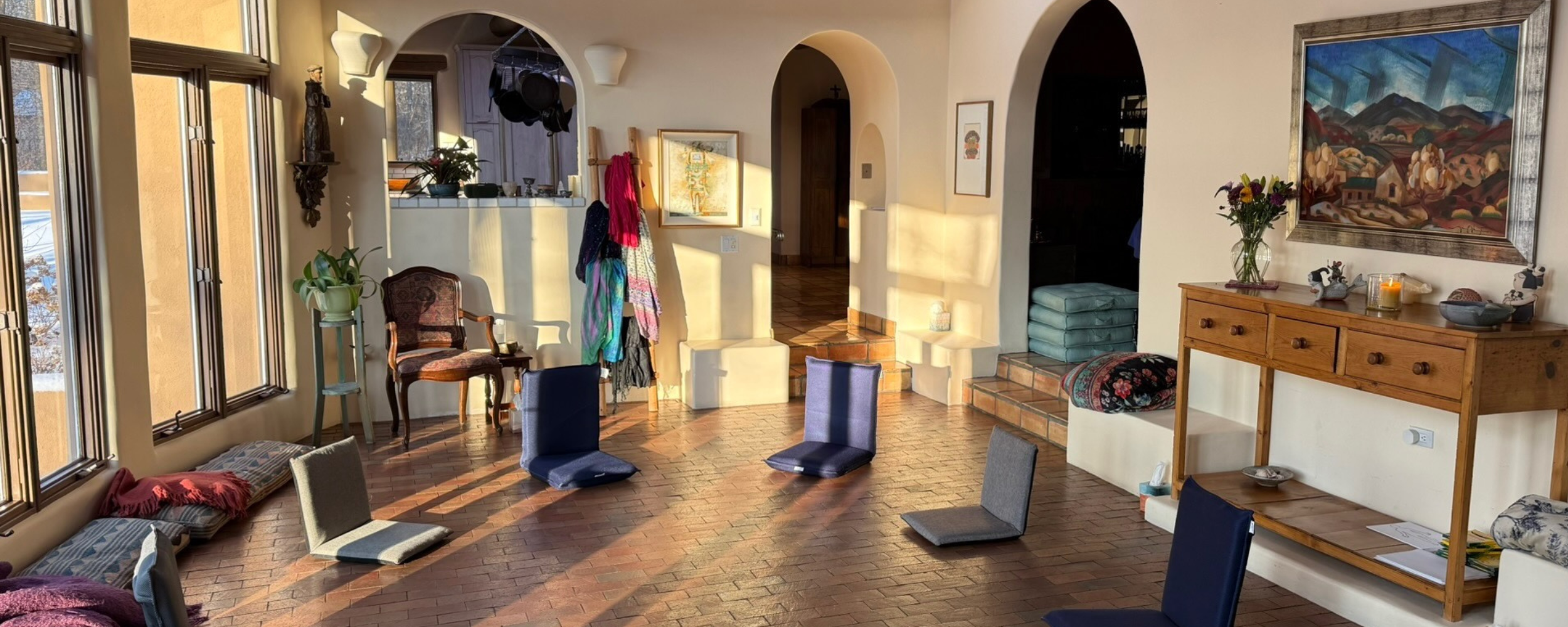 Chairs positioned in a circle at an Authentic Movement retreat space in Chicagoland