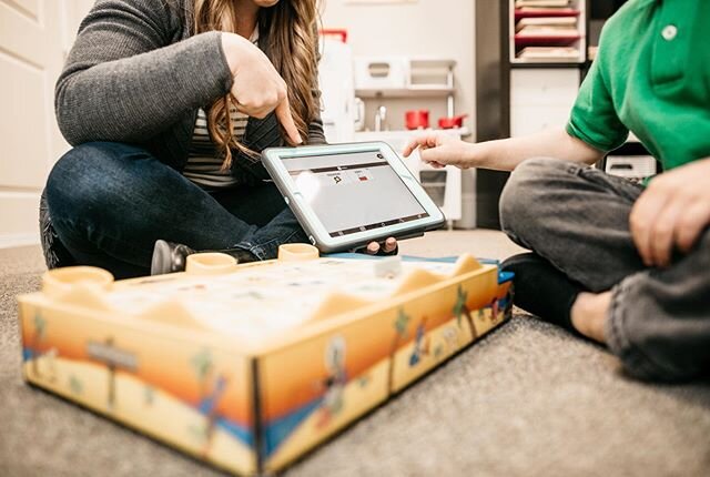 I love using AAC (Augmentative &amp; Alternative Communication) devices for children who are non-verbal. Everyone deserves a voice, and these devices help a child communicate more effectively with others!!⠀
⠀
In this picture, this child is learning h