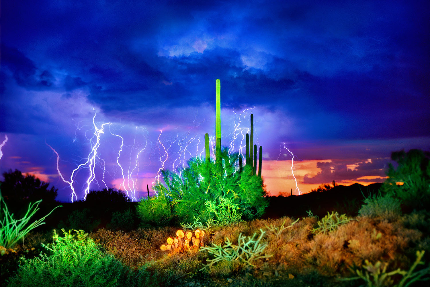 Lightning, Summer Thunderstorm, Tucson Mountains
