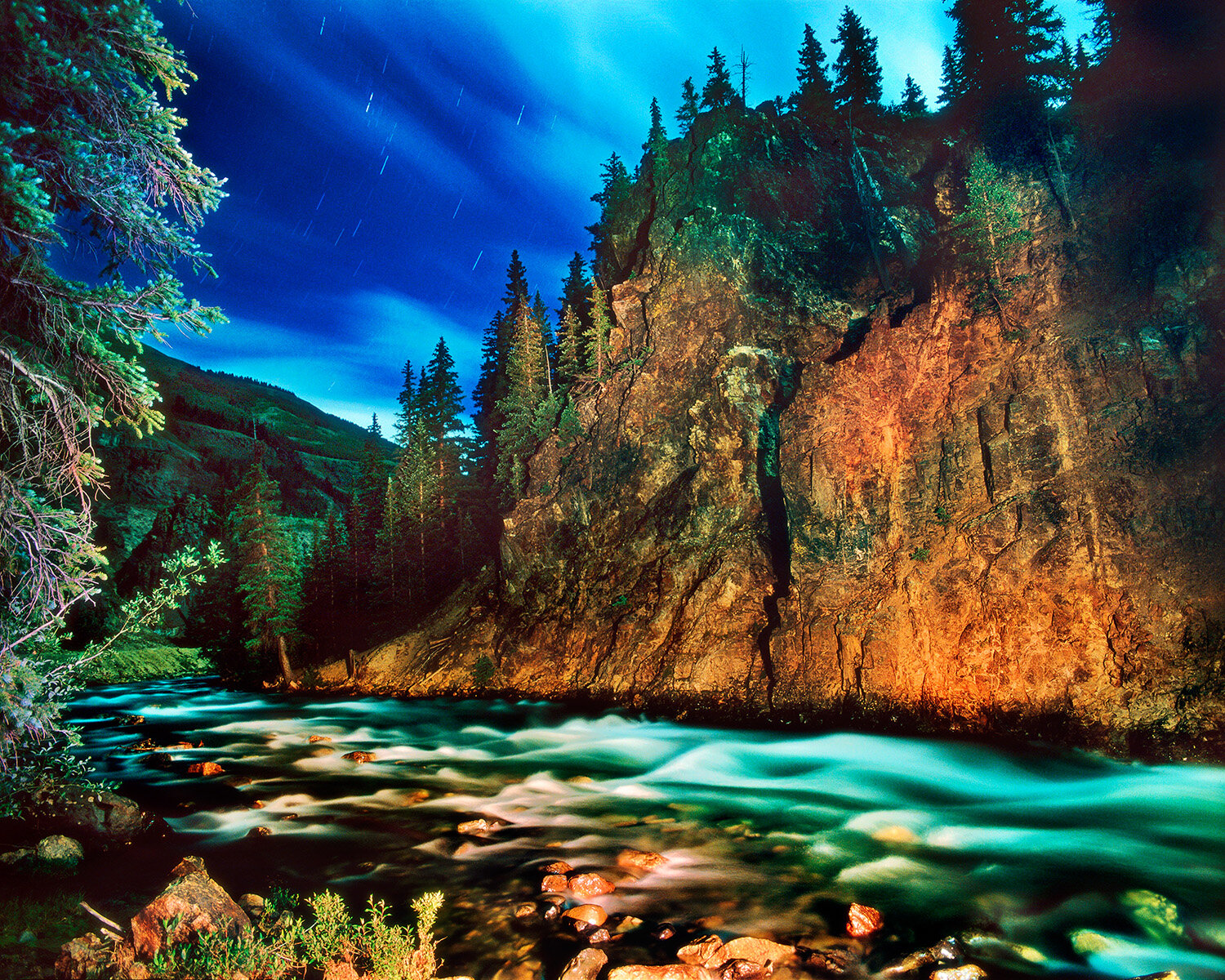 Animas River by Moonlight, Starlight, and Flashlight, Silverton, CO