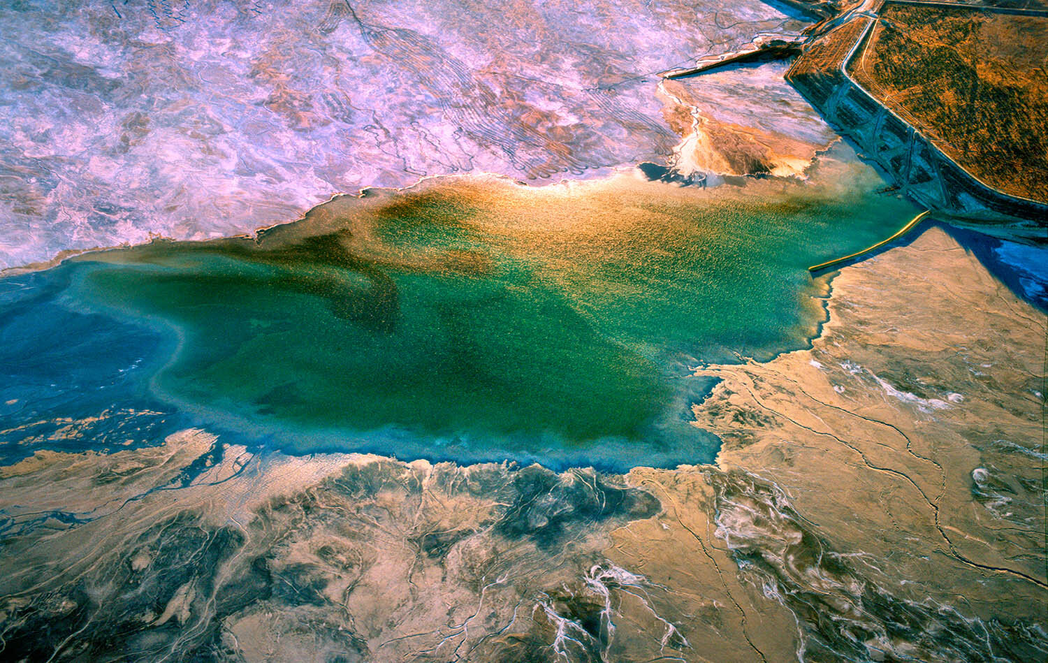 Green and Blue Tailing Pond Panorama #9, Sahuarita Mine, Arizona