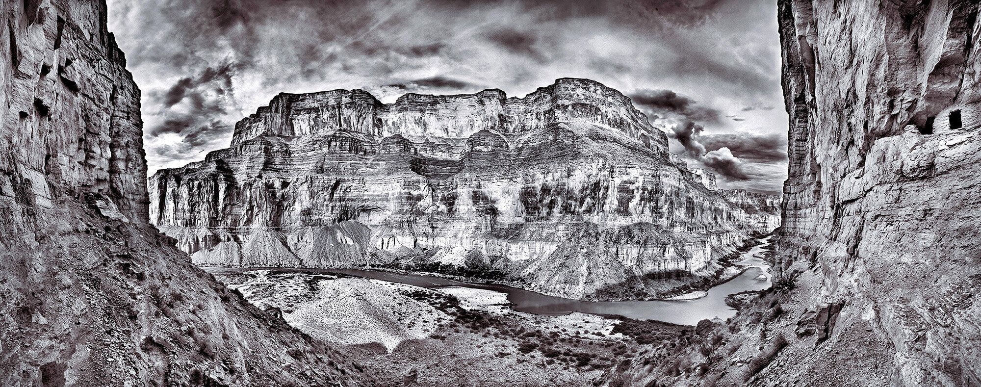 Nankoweap Overlook Panorama, with Anasazi Granary, Mile 53, Grand Canyon