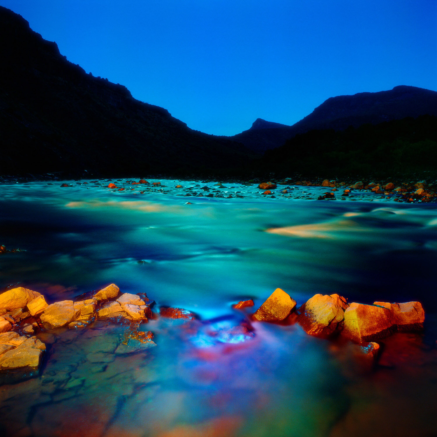 Salt River by Full Moon Light and Flashlight, Salt River Canyon, AZ