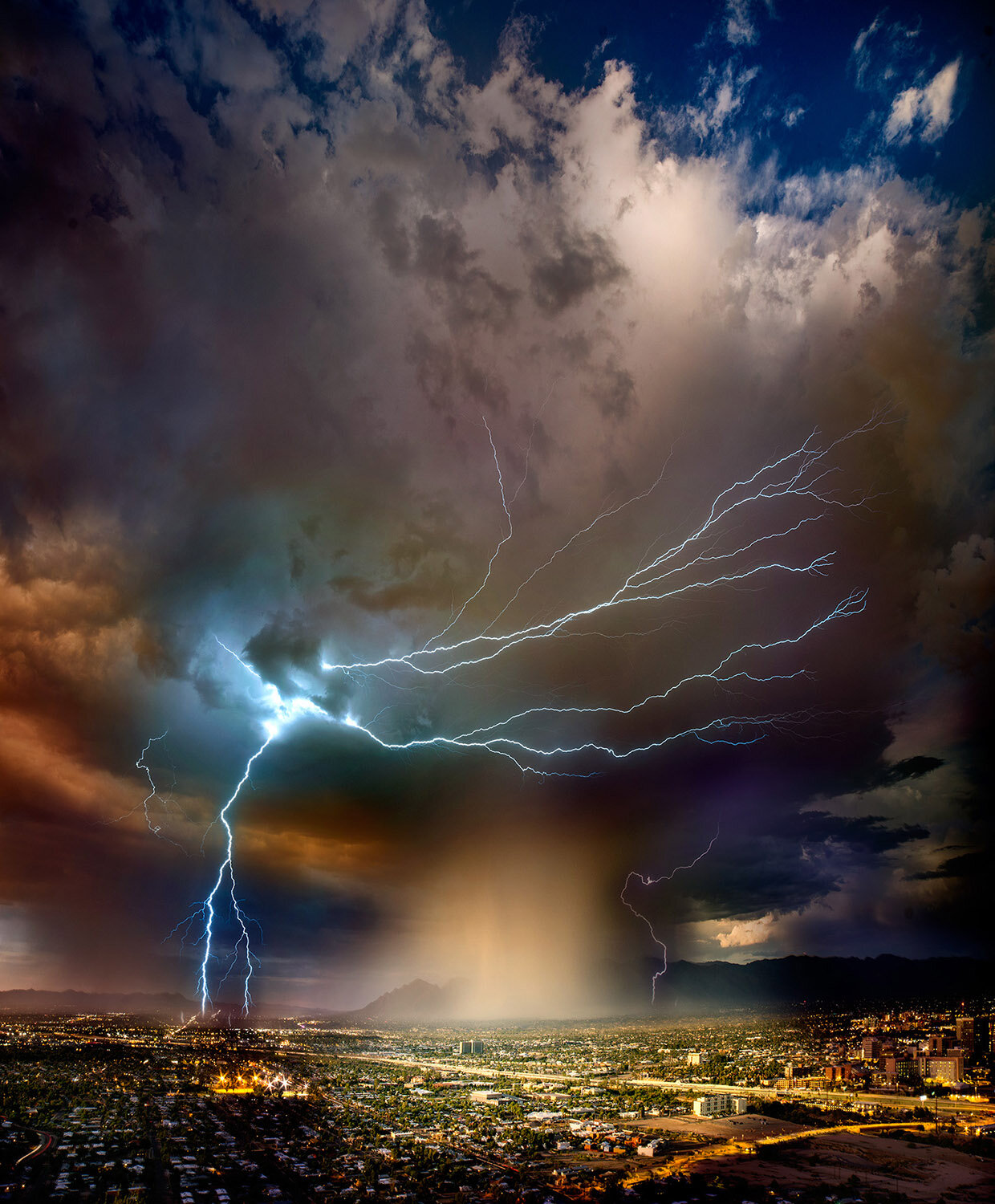 Lightstorm over Tucson, 4 Hour Timelapse Color Montage from A-Mountain, second version