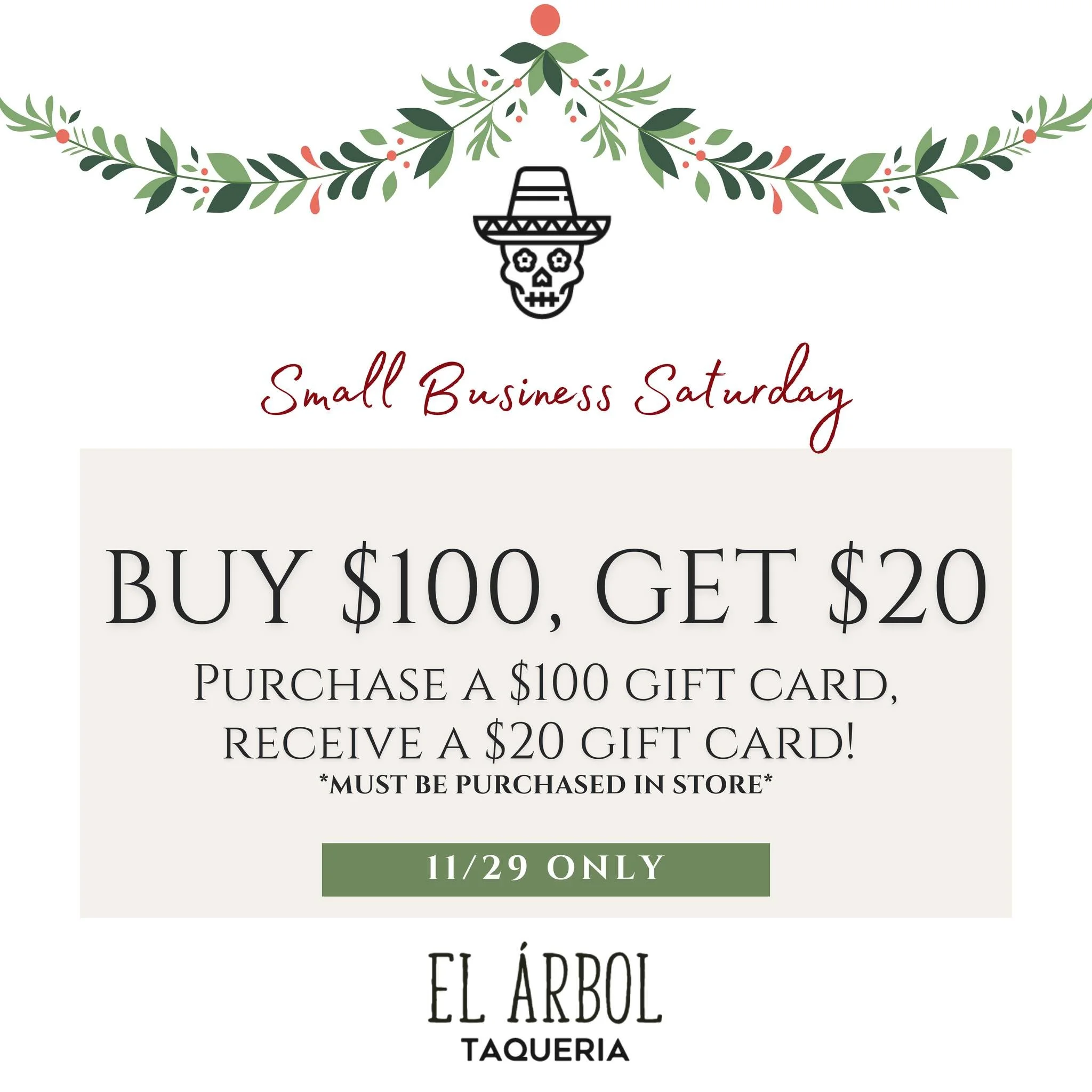 TOMORROW ONLY! You can just come to the Taco Window to purchase! 💃🎄