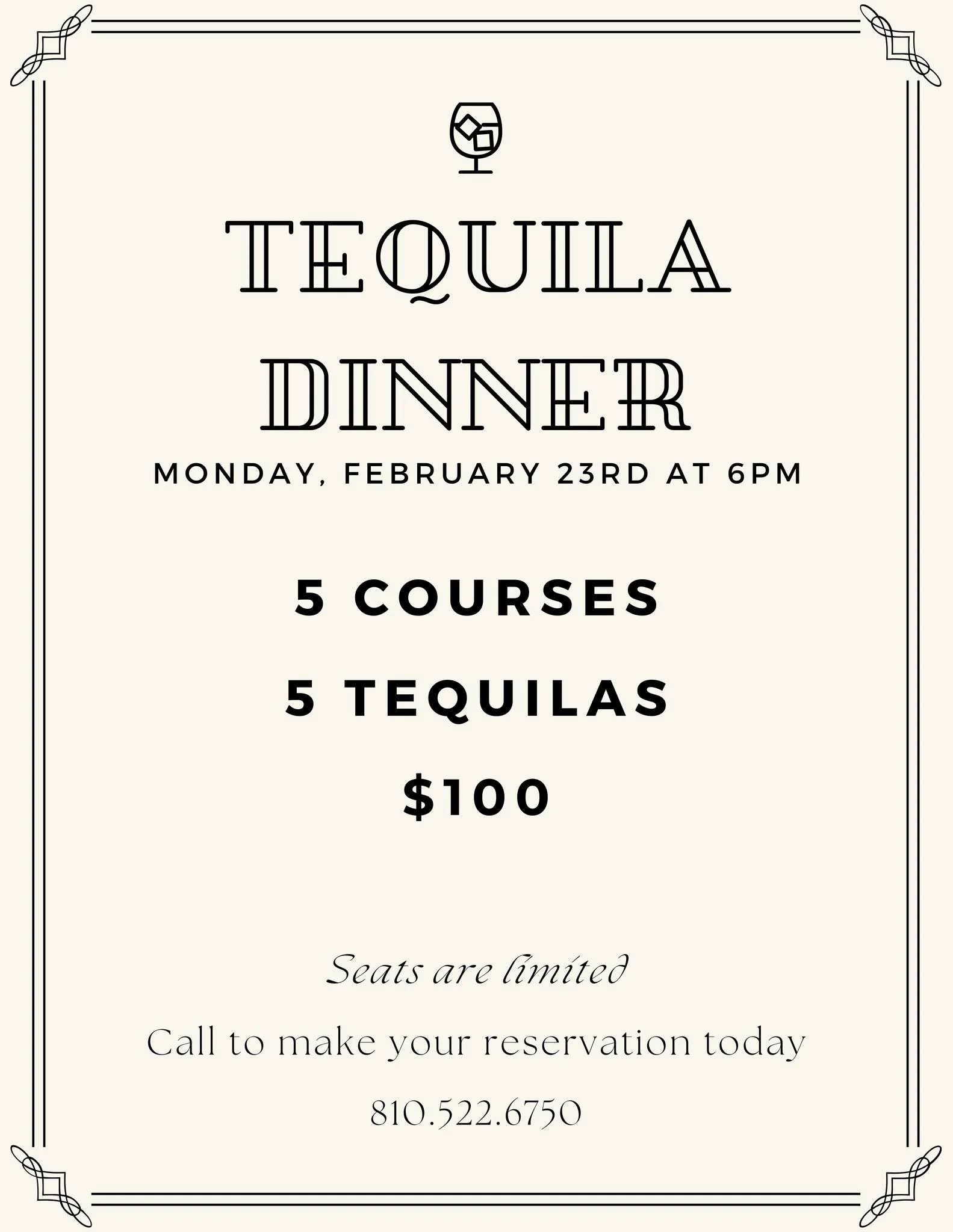 ✨It&rsquo;s that time of year again! ✨
We will be doing our third annual tequila dinner &amp; you won&rsquo;t want to miss it!
This time, we will be doing a culinary competition with our staff. You, the customers, will be choosing the best dish of th