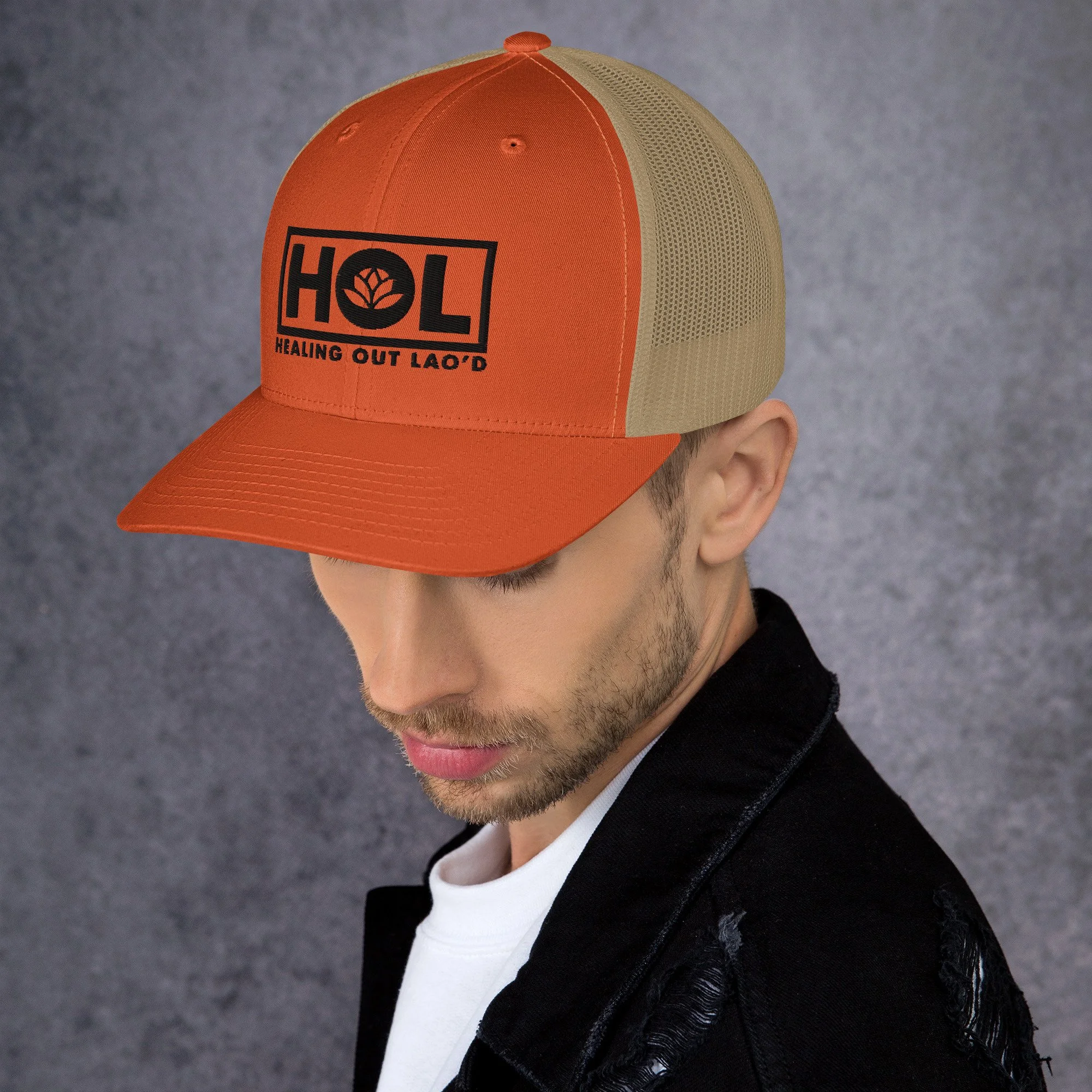 retro-trucker-hat-rustic-orange-khaki-left-6528654b12e6b.jpg