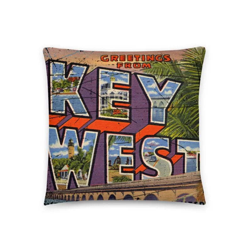 Key West Postcard Pillow