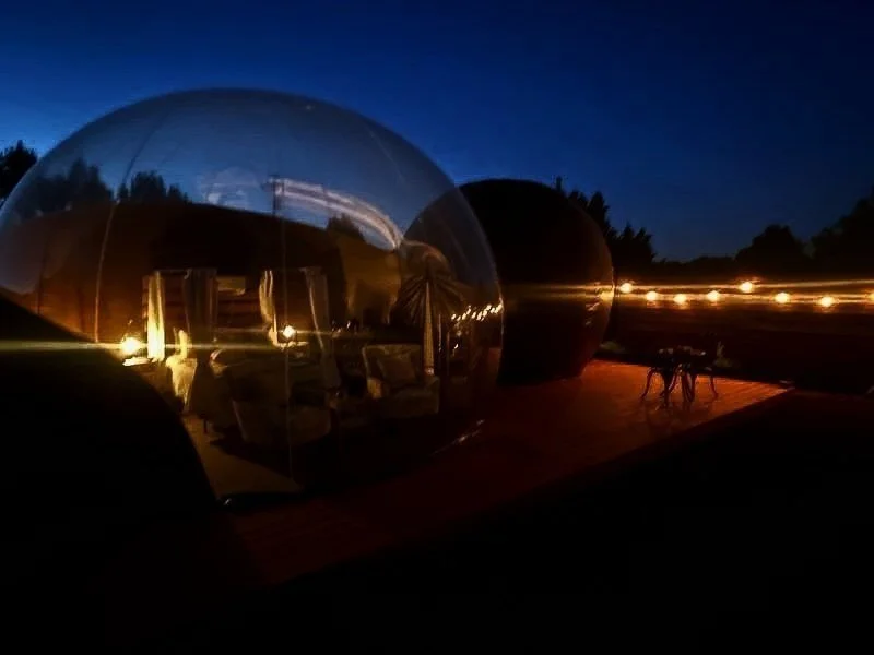 Bubble Huts Brand Tent at Night