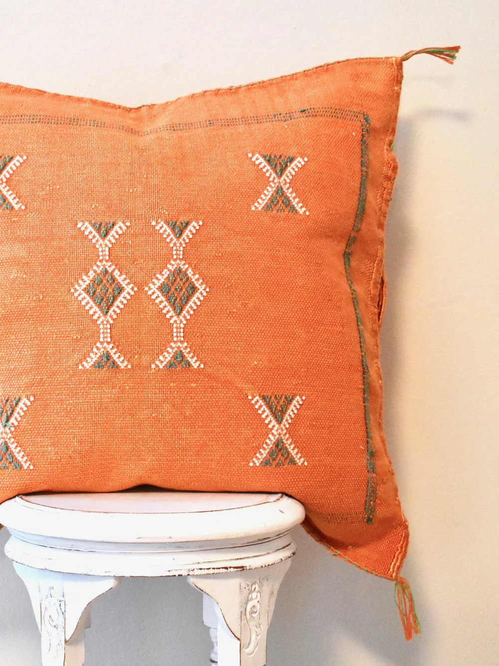Moroccan Sabra Pillow  Indigo & Saffron