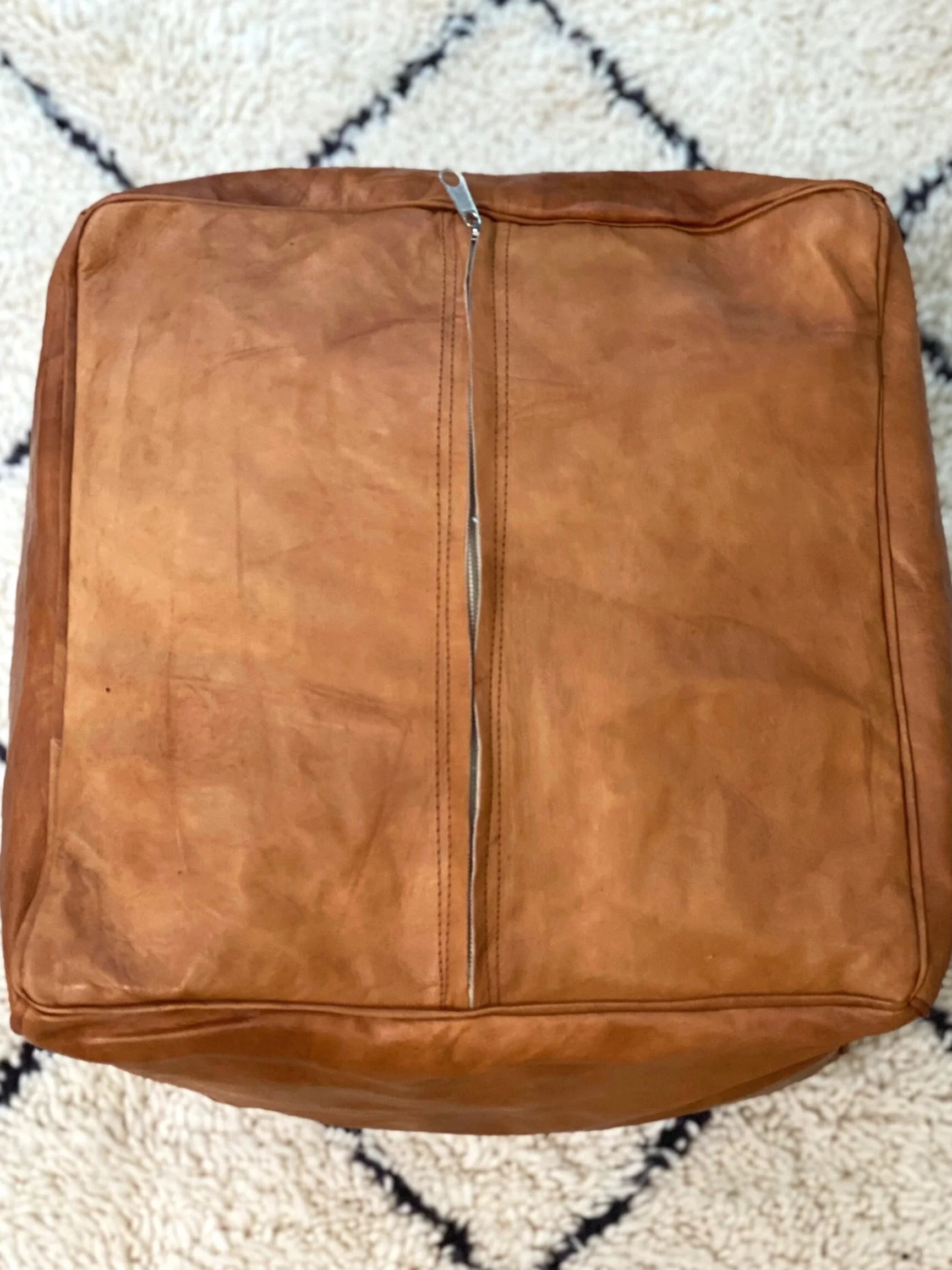 Square Leather Ottoman