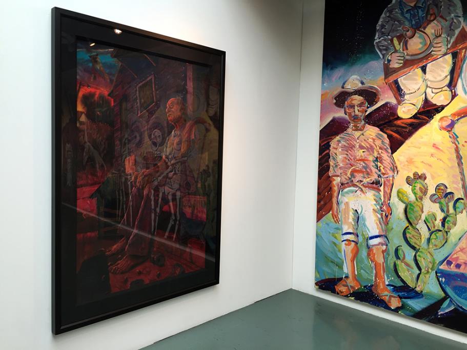 The Death of Wino, 2002 Vincent Valdez pastel on paper (left)