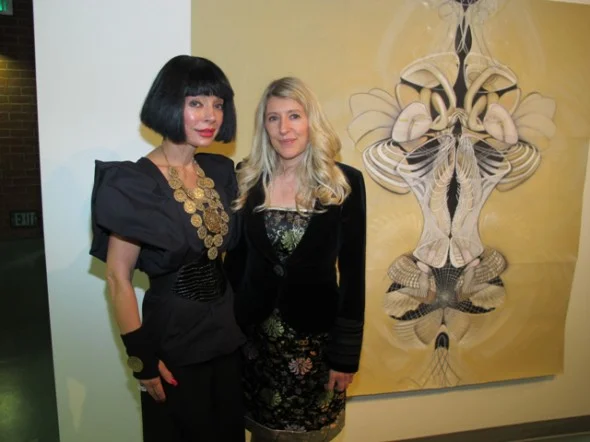 Curator Homeira Goldstein and artist Amy Myers at the opening of “Contemporary Cosmology.” Photo by Bondo Wyszpolski