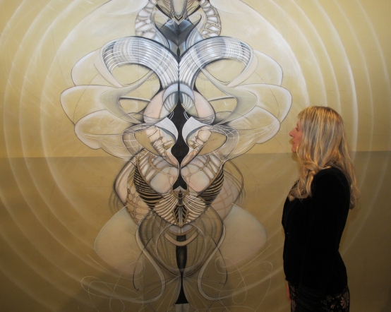 A sense of scale: the artist and her work. Photo by Bondo Wyszpolski
