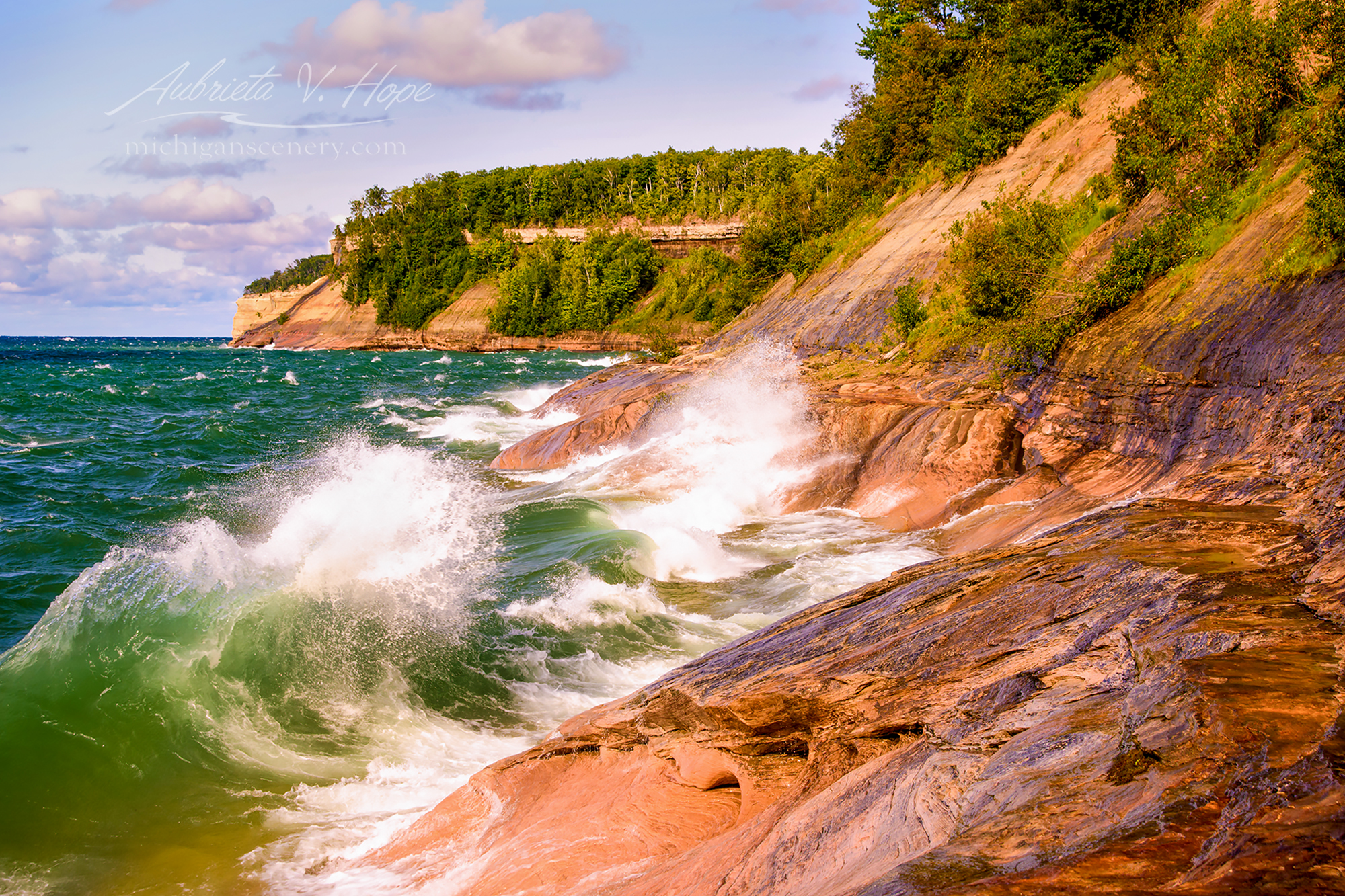 MI17-0974-5938 Crashing Waves at Pictured Rocks NL by Aubrieta V Hope Michigan Scenery.jpg