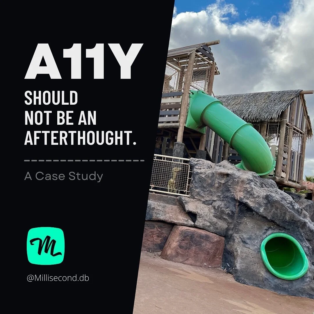 012. Accessibility (a11y) is the practice of building websites and apps that are inclusive to all users.
. 
For New Year’s, my family vacationed in St George, Utah. We took our kids to an amazing all-abilities park that reminded me of the impor