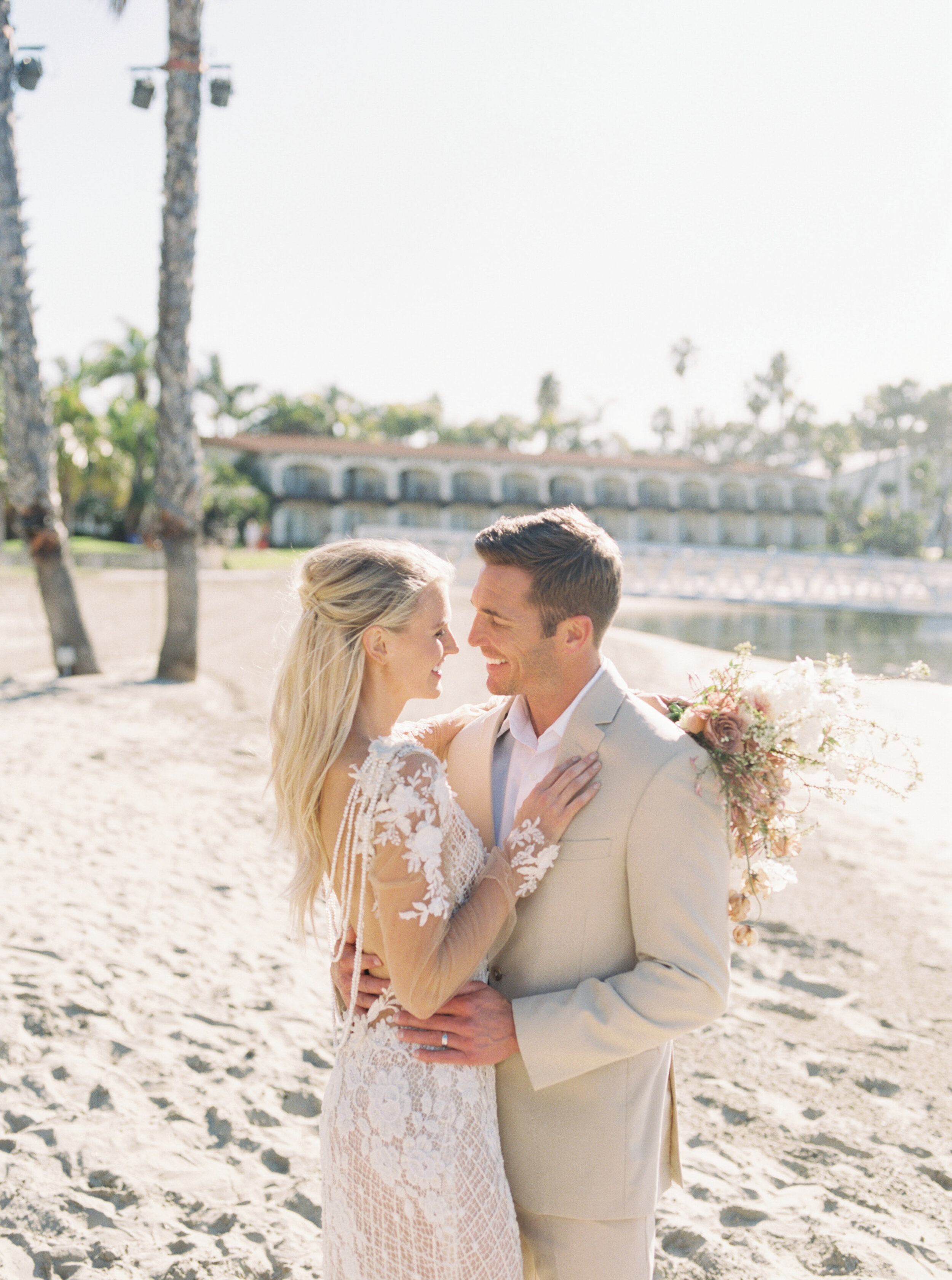 Refined and elegant destination fine art wedding on the beach in San Diego, California with Galia Lahav gown by Liz Andolina Photography