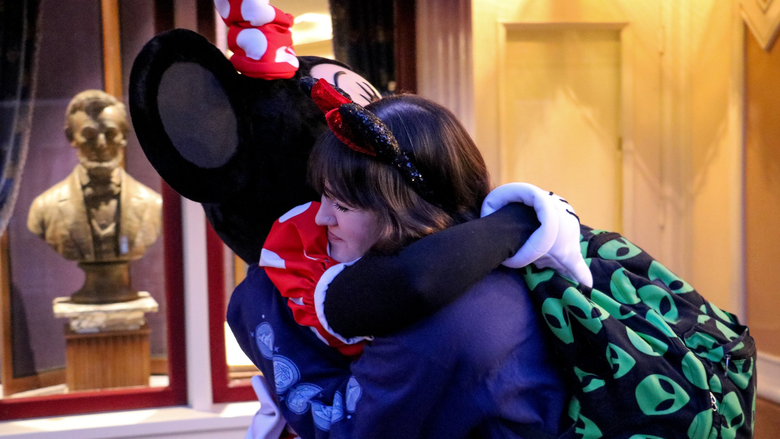 Getting hugs from the sweetest mouse in the world.
