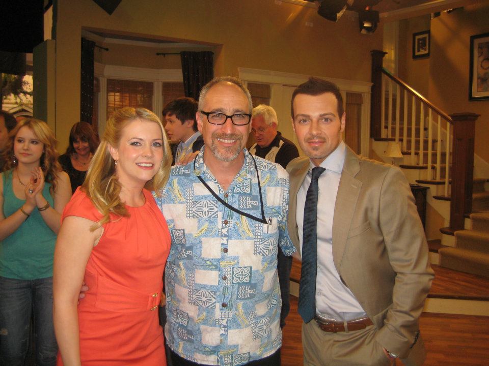 Melissa Joan Hart, David, and Joey Lawrence on the set of Melissa and Joey .