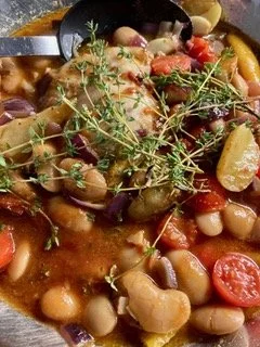 Greek Gigantes, Tomato & Spinach Stew