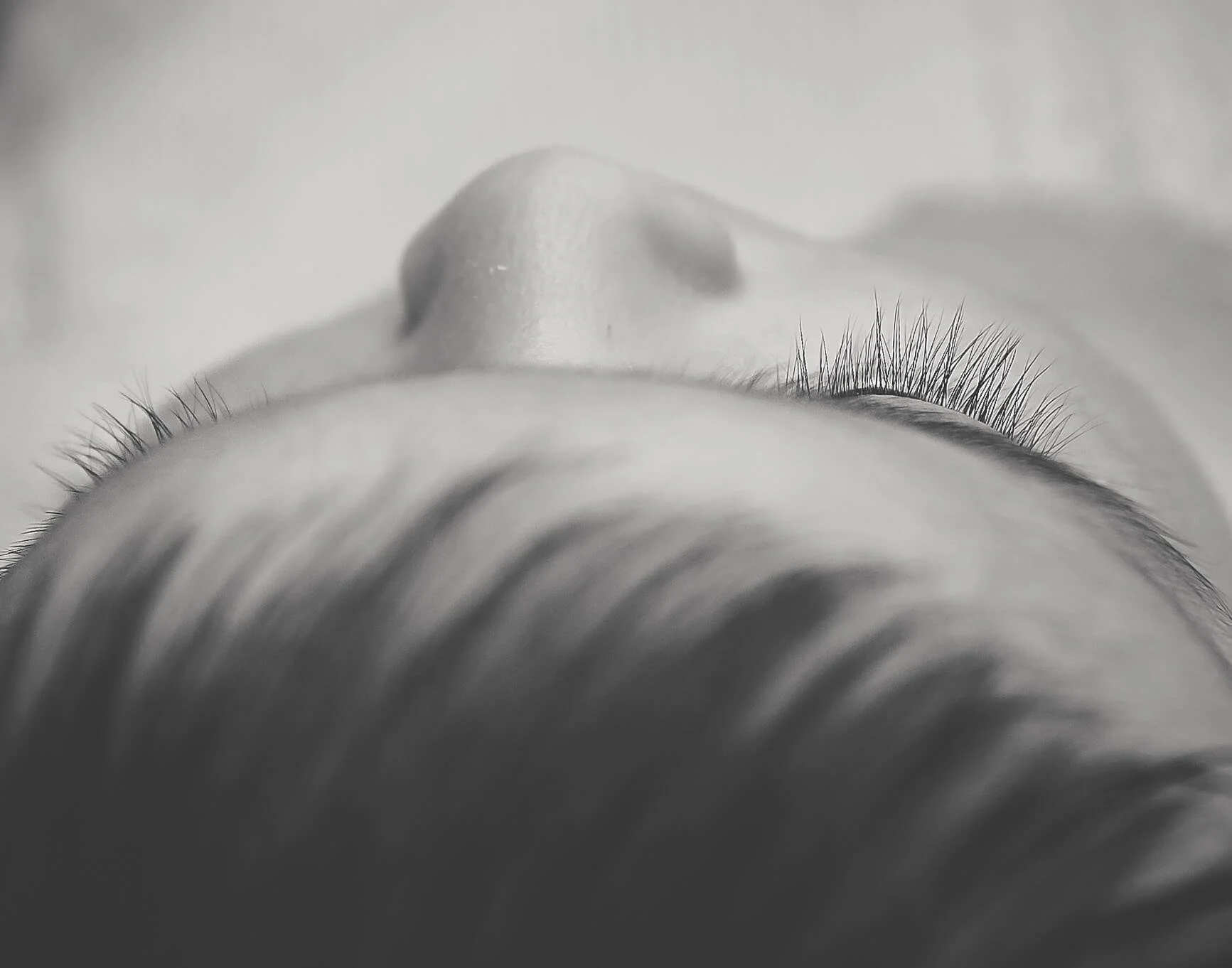 close up of babies eyelashes 