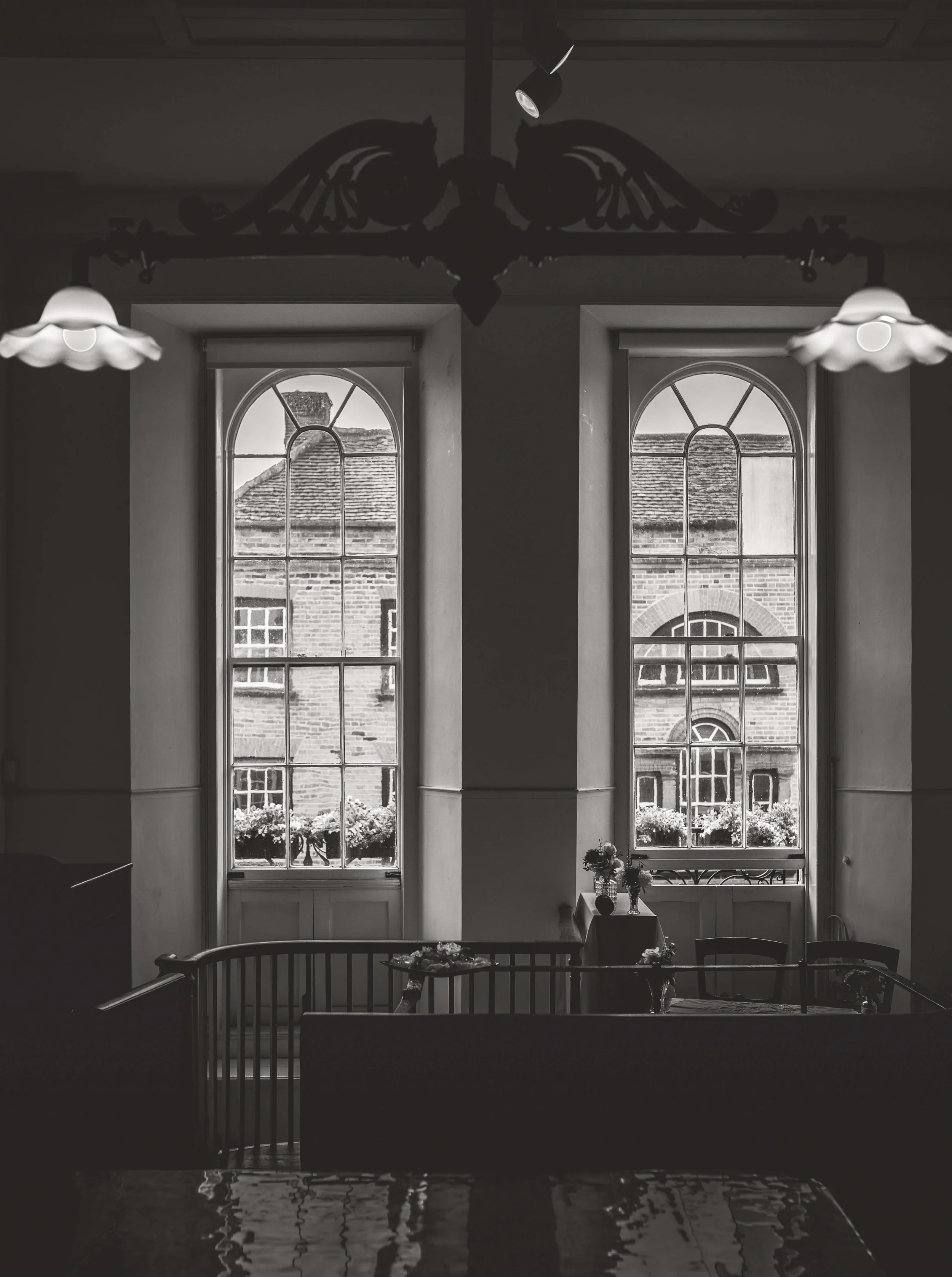 Moot Halls full height round headed sash windows 