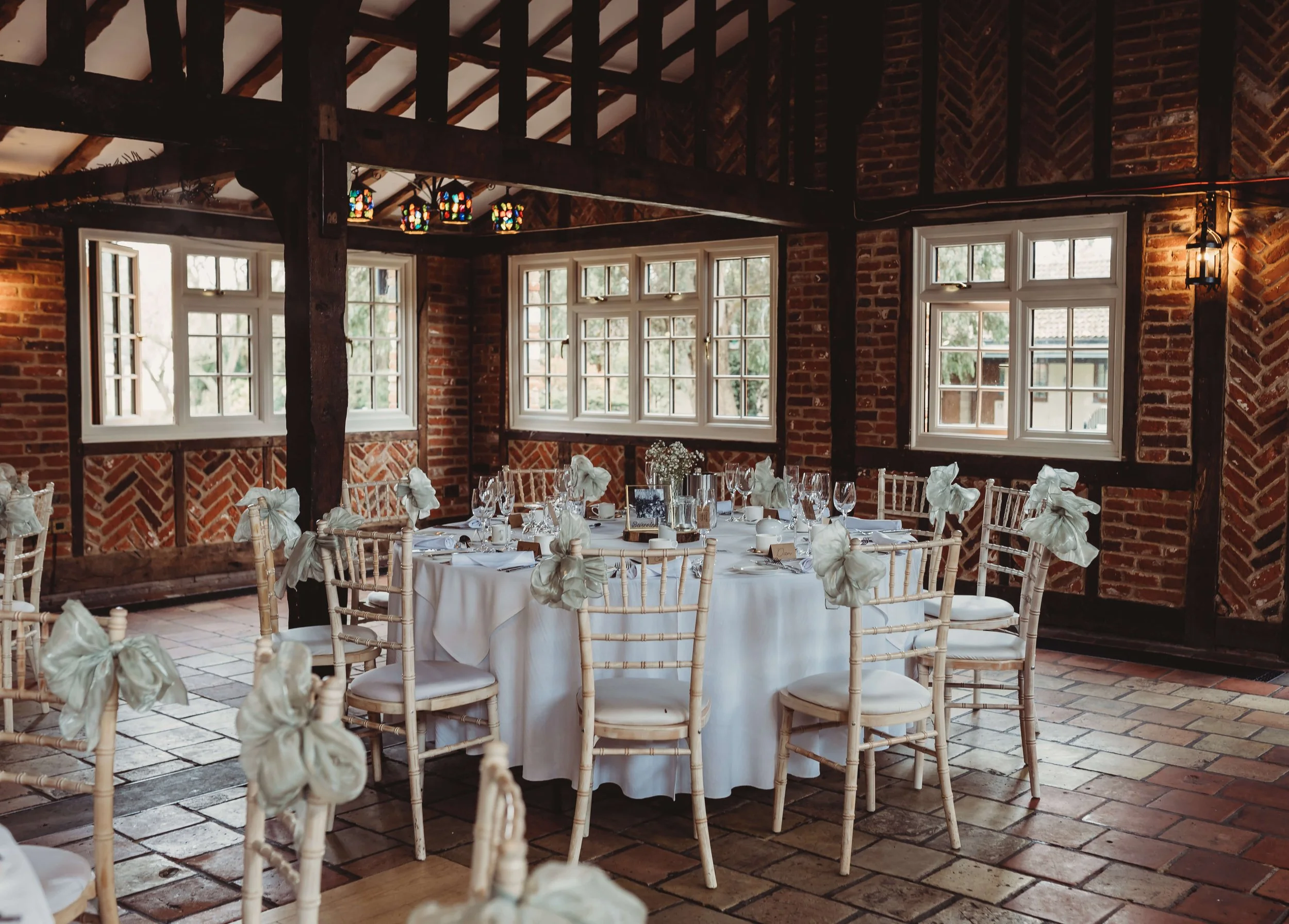 Ye Old Plough reception tables set up for ceremony wedding breakfast 