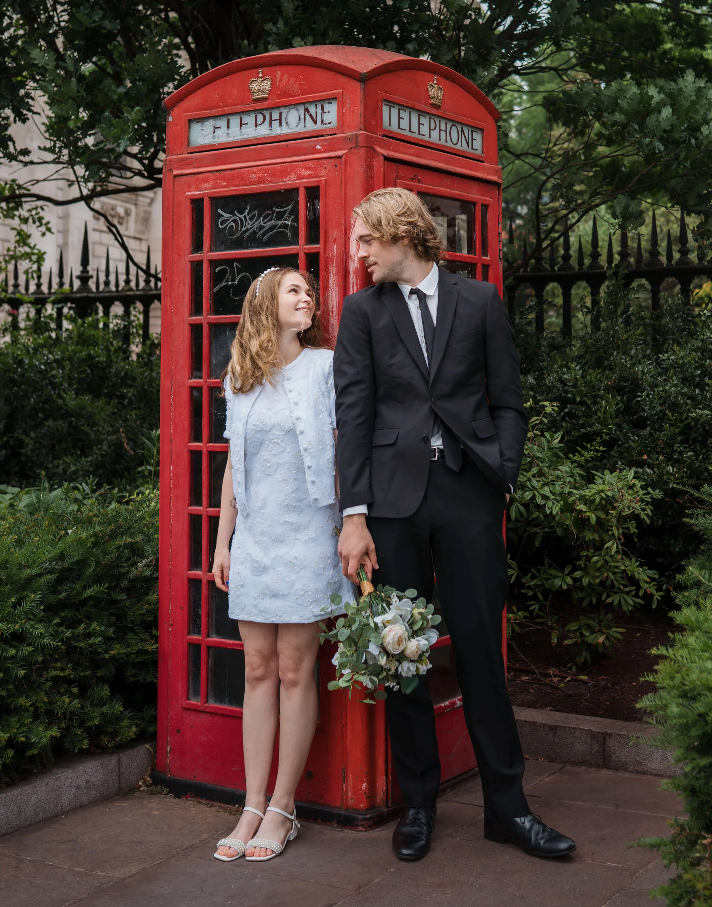 Bride and Groom staring into each other's eyes 