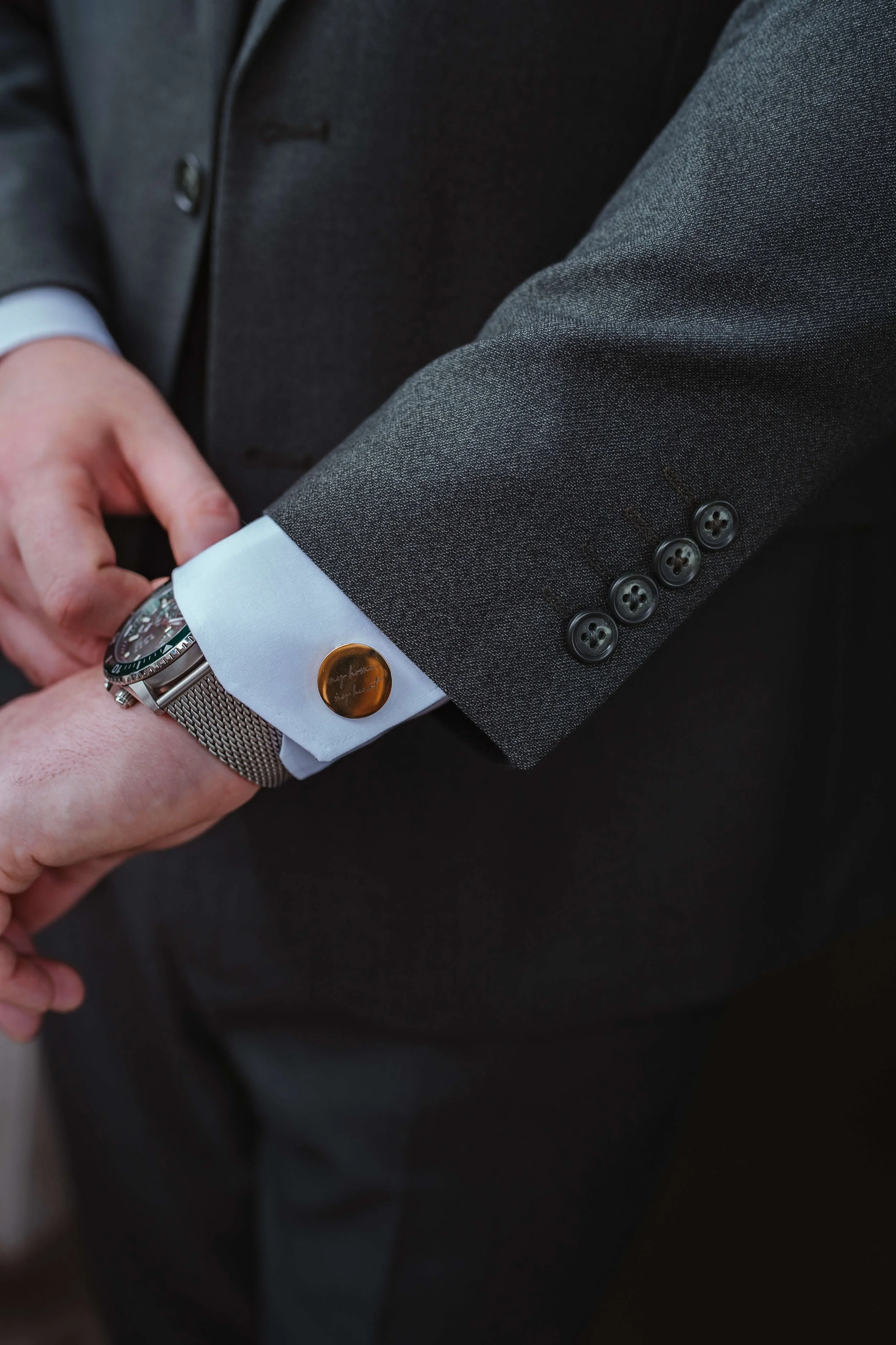 grooms watch and cufflinks