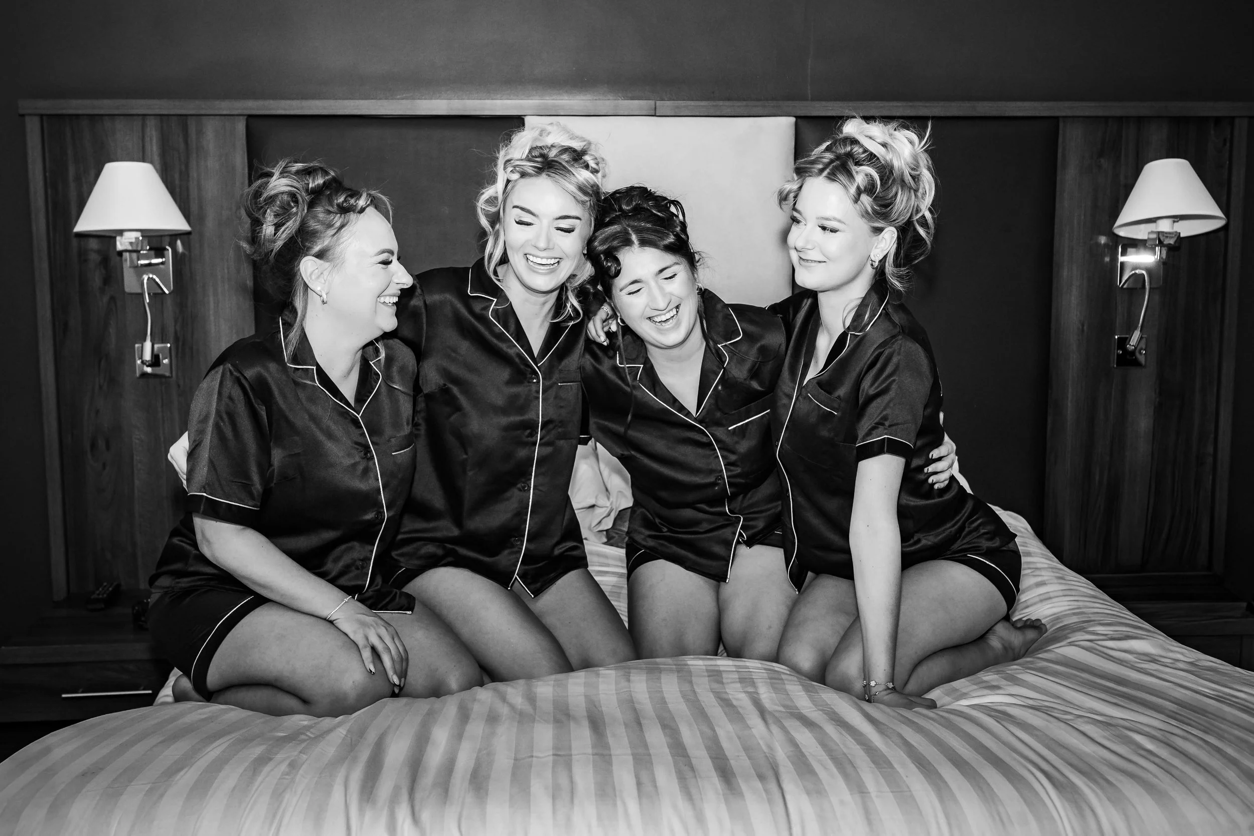 bridesmaids posing for fun photos