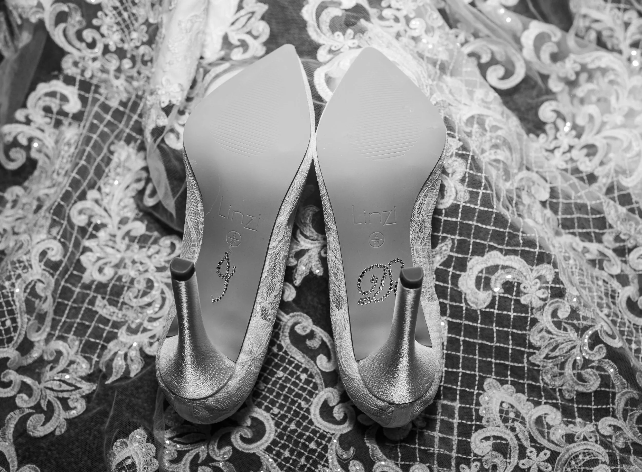 Editorial photograph of brides shoes 