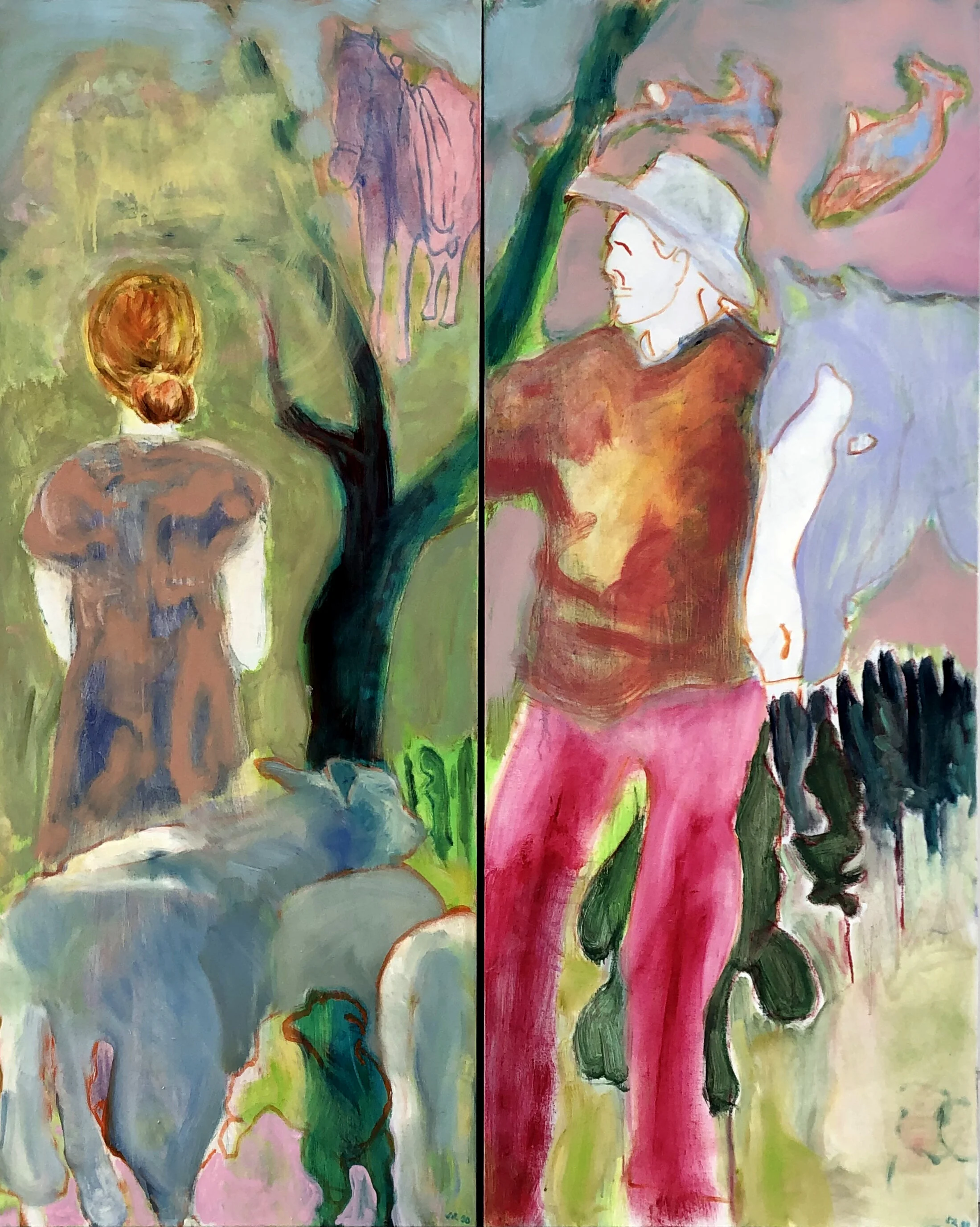 Tryst, 1972 (diptych after Munch)