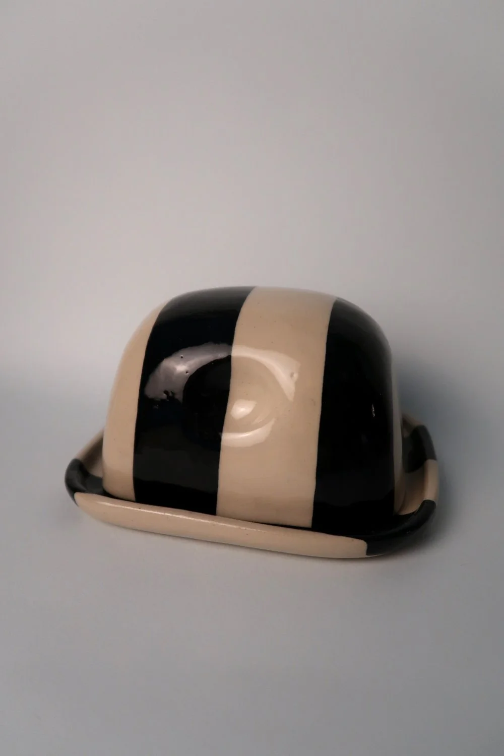 Kleine Butterdose Blockstreifen