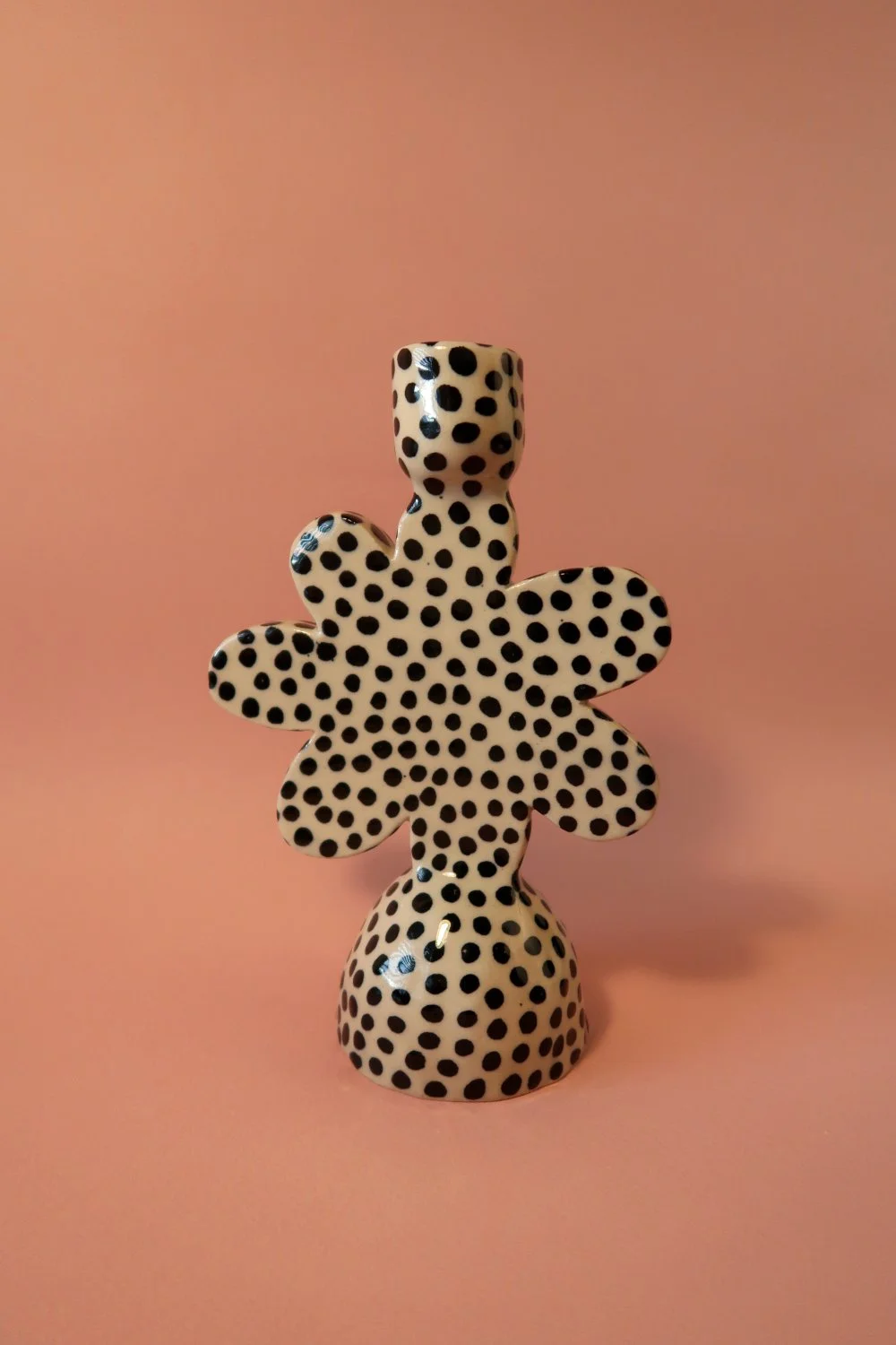 Floraler Kerzenhalter black dots