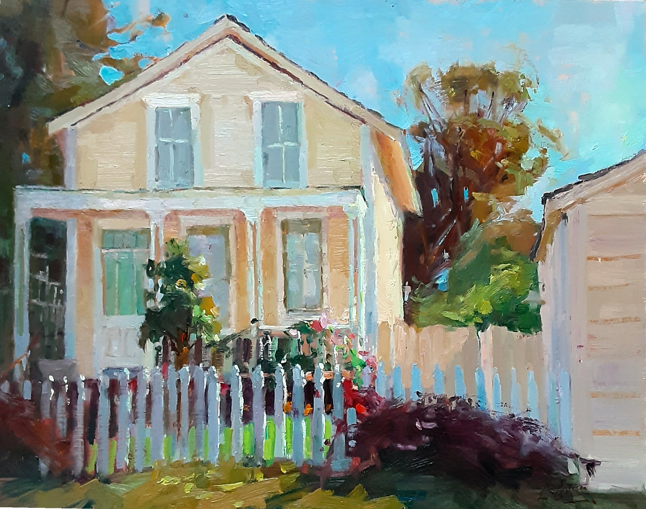 Yellow House, 16"x20", Oil on Board