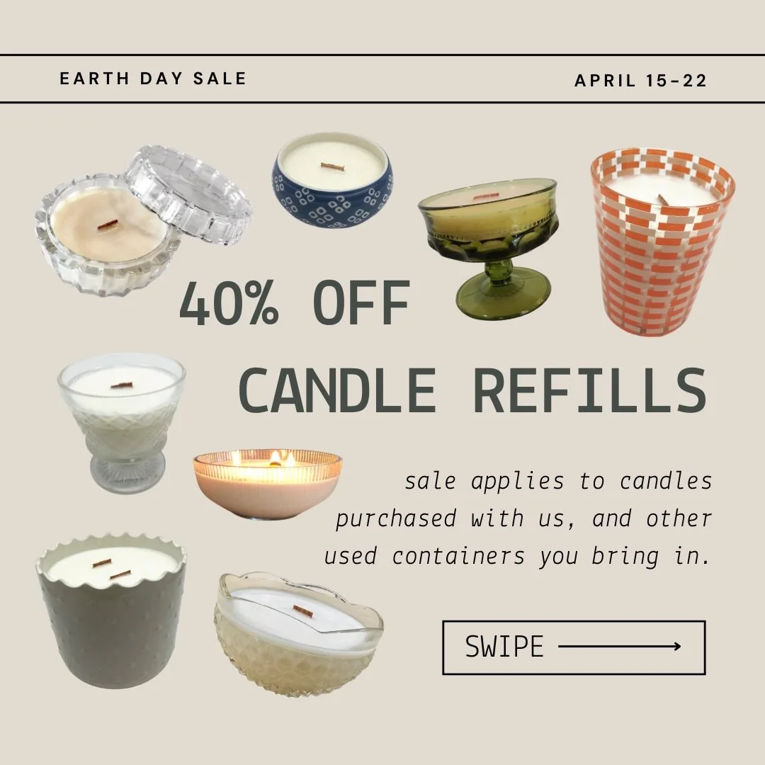 🌎♻️Reminder- Our Earth Day Sale starts NEXT WEDNESDAY April 15th!

➡️ How does the sale work? There are 3 ways to refill your candle container:

1. Refill your Sable black tumbler or black mini tin with a refill insert

2. Drop off your custom conta