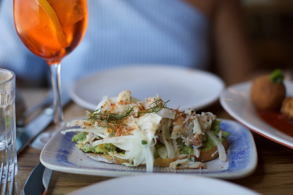 Crab & Avocado Bruschetta -Anything on toast is my favourite.