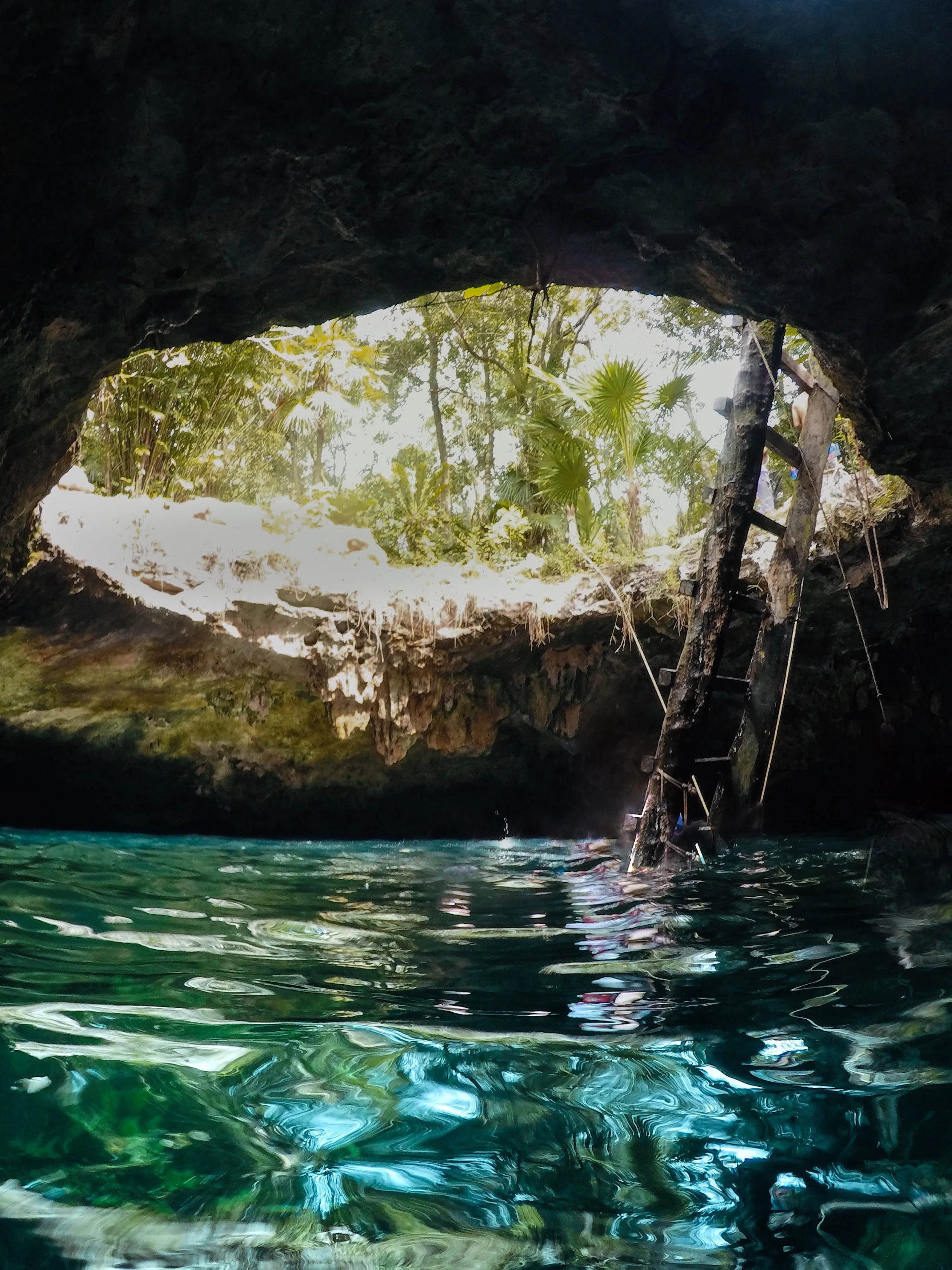 Cenote Calavera from the water. Come here first thing in the morning for less people.