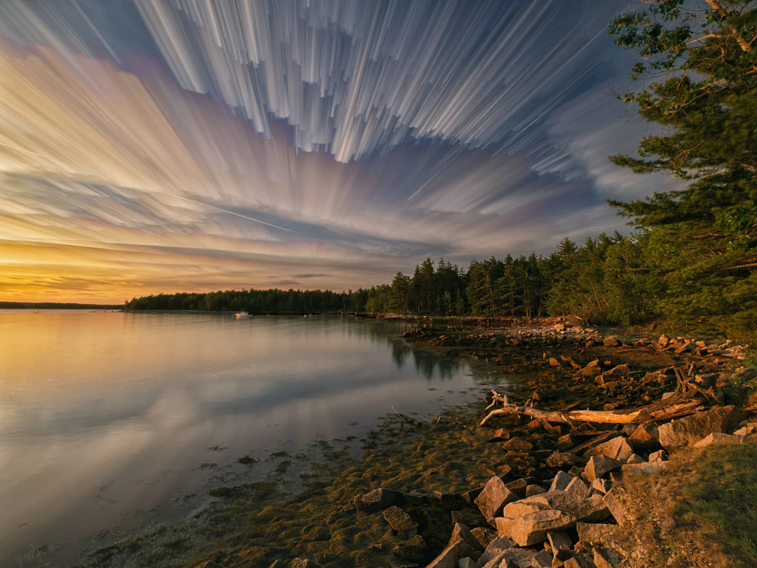 There is something magical about standing on a windswept Maine shoreline as darkness gathers.

One of the joys of photographing with the OM SYSTEM is that the camera encourages curiosity long after daylight begins to fade. Using Live Composite, we wa