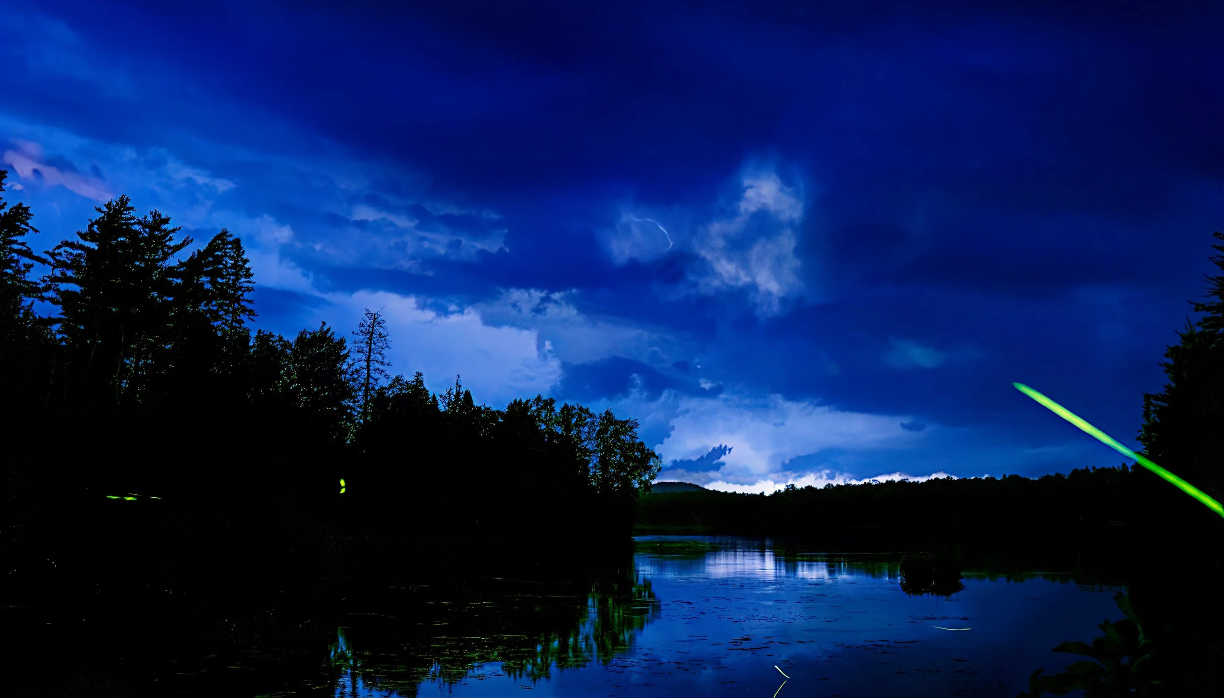Live composite to capture multiple lightning strikes.  And the icing on the cake &mdash; getting photobombed by fireflies 

Taken with the @omsystem.americas M Zuiko 12-100 mm lens on the OM-1 mark ii 

#omsystem #lightning #livecomposite #fireflies 